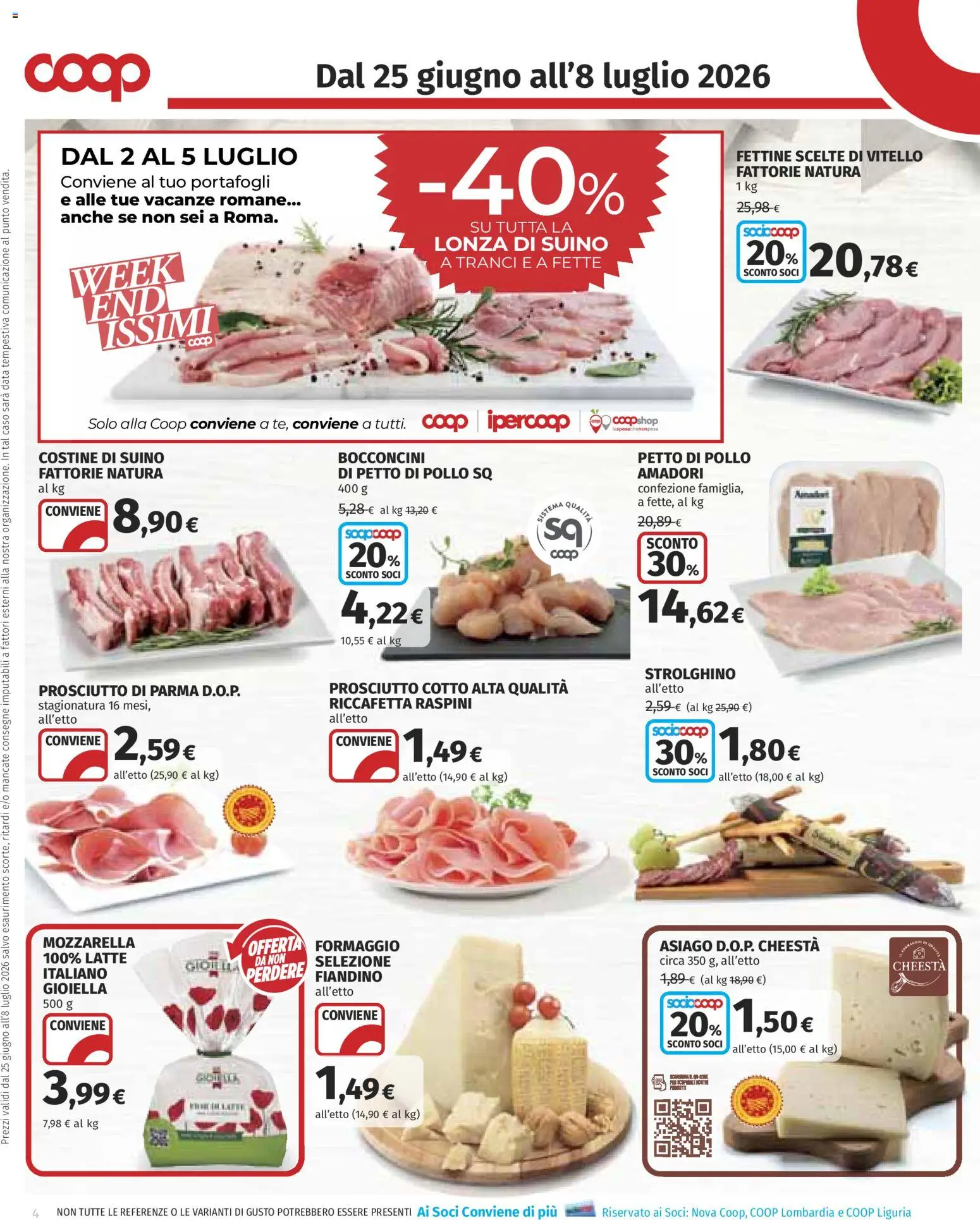 Volantino COOP del 25/06/2026 | Pagina: 4 | Prodotti: Petto di Pollo, Prosciutto Cotto, Mozzarella, Vitello