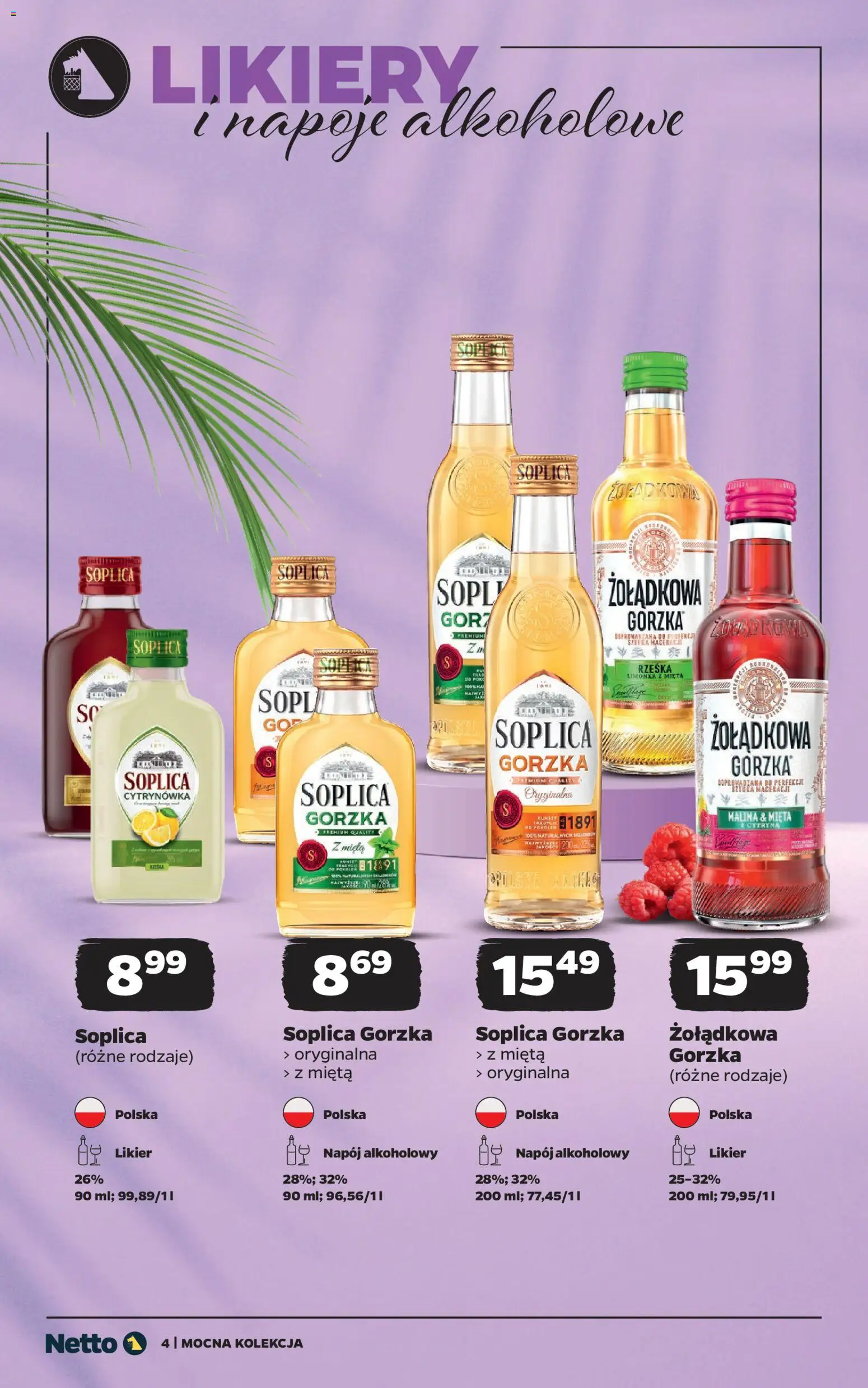 Netto gazetka - Alkohole mocne od 20.07.2026 | Strona: 4 | Produkty: Limonka, Malina, Napoje, Mięta