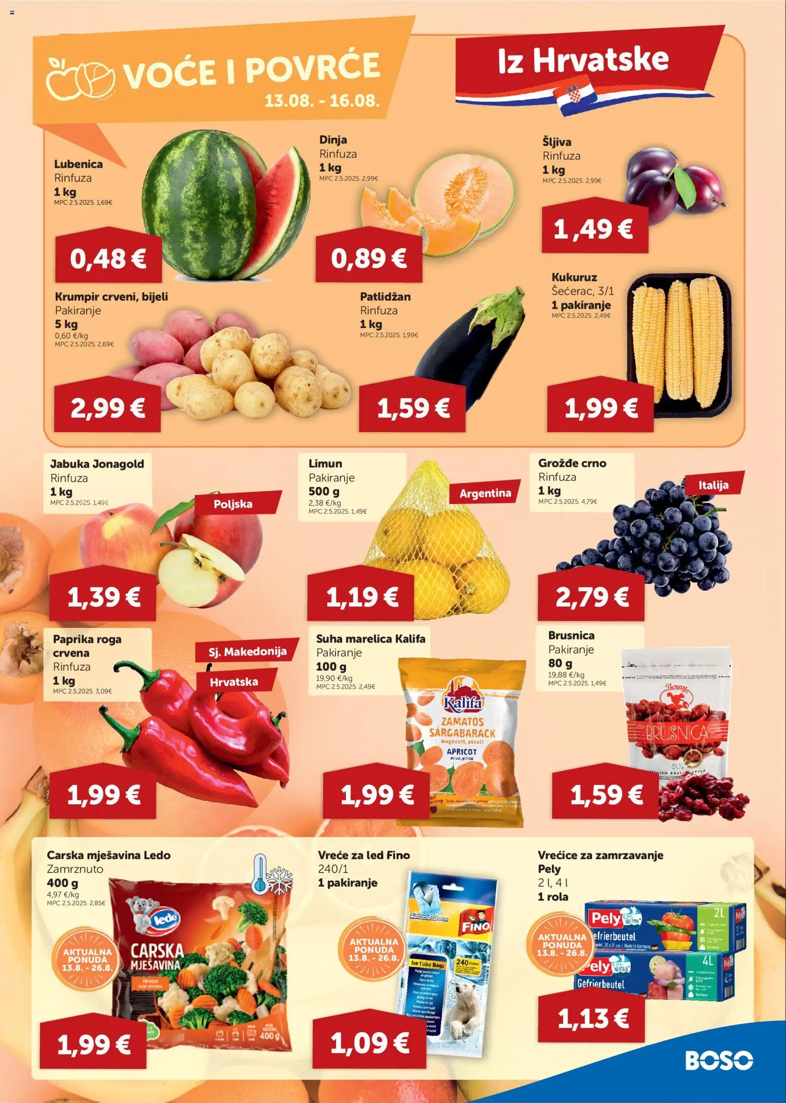 Boso katalog | vrijedi od 13.08.2026 | Stranica: 3 | Proizvodi: Kukuruz, Paprika, Vrećice za zamrzavanje, Lubenica
