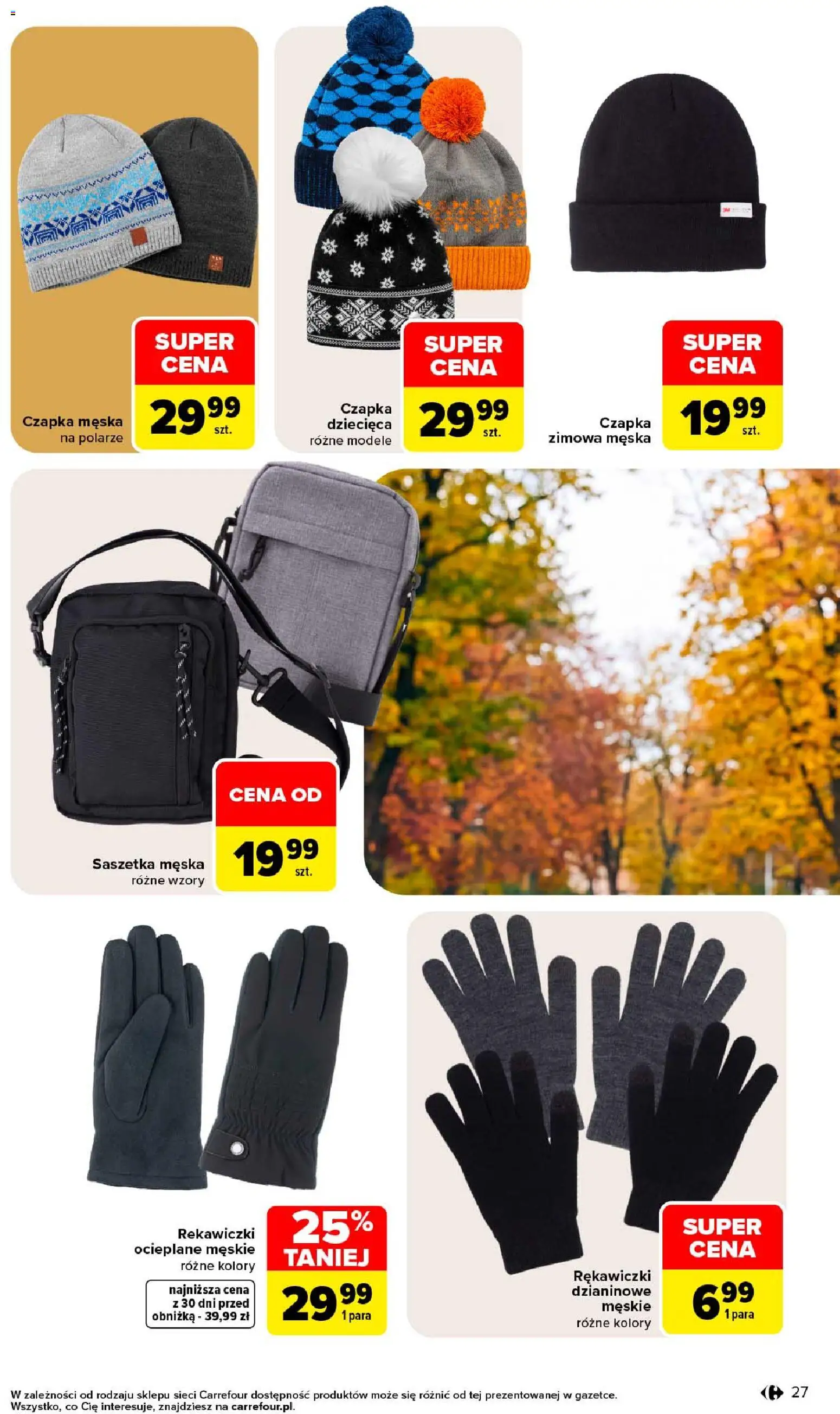 Carrefour gazetka - Na jesienne klimaty od 28.09.2026 | Strona: 27 | Produkty: Czapka, Rękawiczki