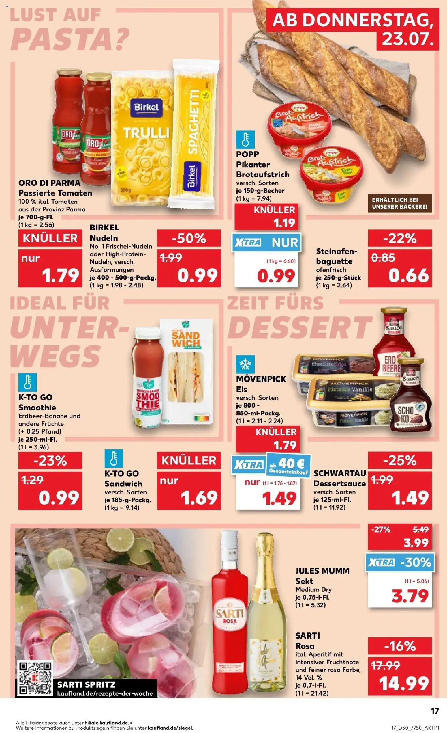 Kaufland Prospekt Ingelheim Am Rhein – gültig ab 23.07.2026 | Seite: 17 | Produkte: Bäckerei, Sekt, Pasta, Nudeln