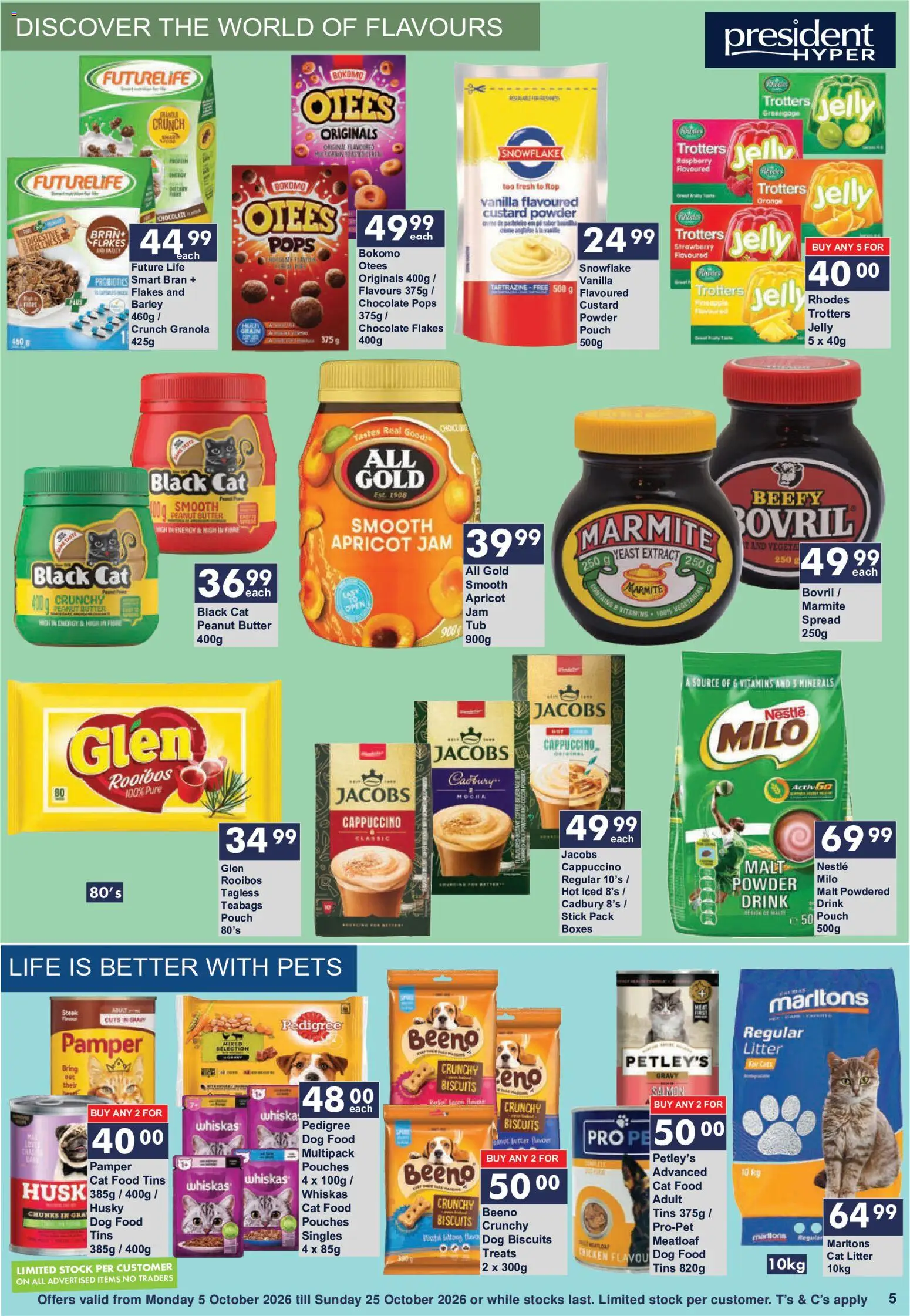 New President Hyper catalogue – valid from 05/10/2026 | Page: 5 | Products: Cocoa powder, Custard, Cocoa, Dog food