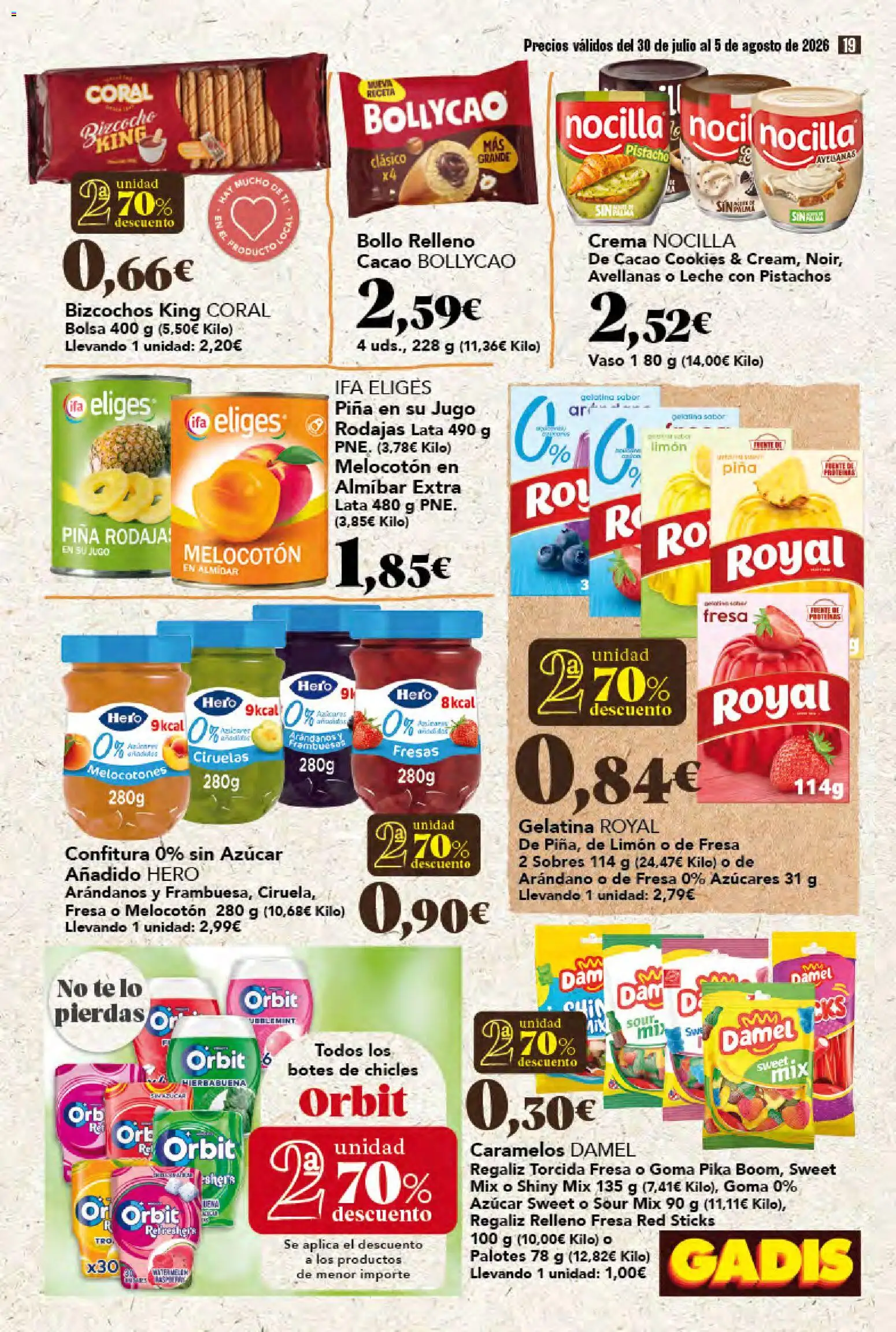 Gadis folleto │ válido desde el 30/07/2026 | Página: 19 | Productos: Gelatina, Fresas, Bizcocho, Bolsa