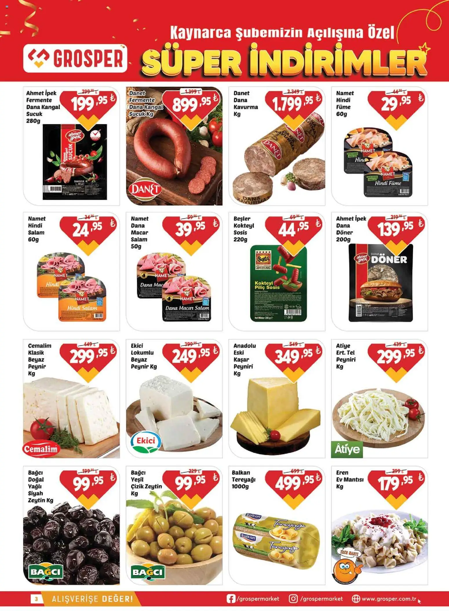 Grosper Katalog - 04.06.2026 tarihinden itibaren geçerlidir | Sayfa: 3 | Ürünler: Salam, Sosis, Zeytin, Hindi füme