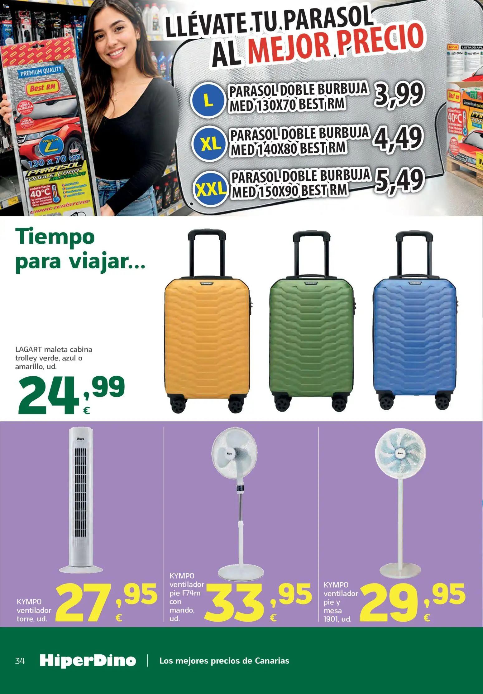 HiperDino folleto │ válido desde el 09.06.2026 | Página: 34 | Productos: Maleta, Ventilador, Mesa