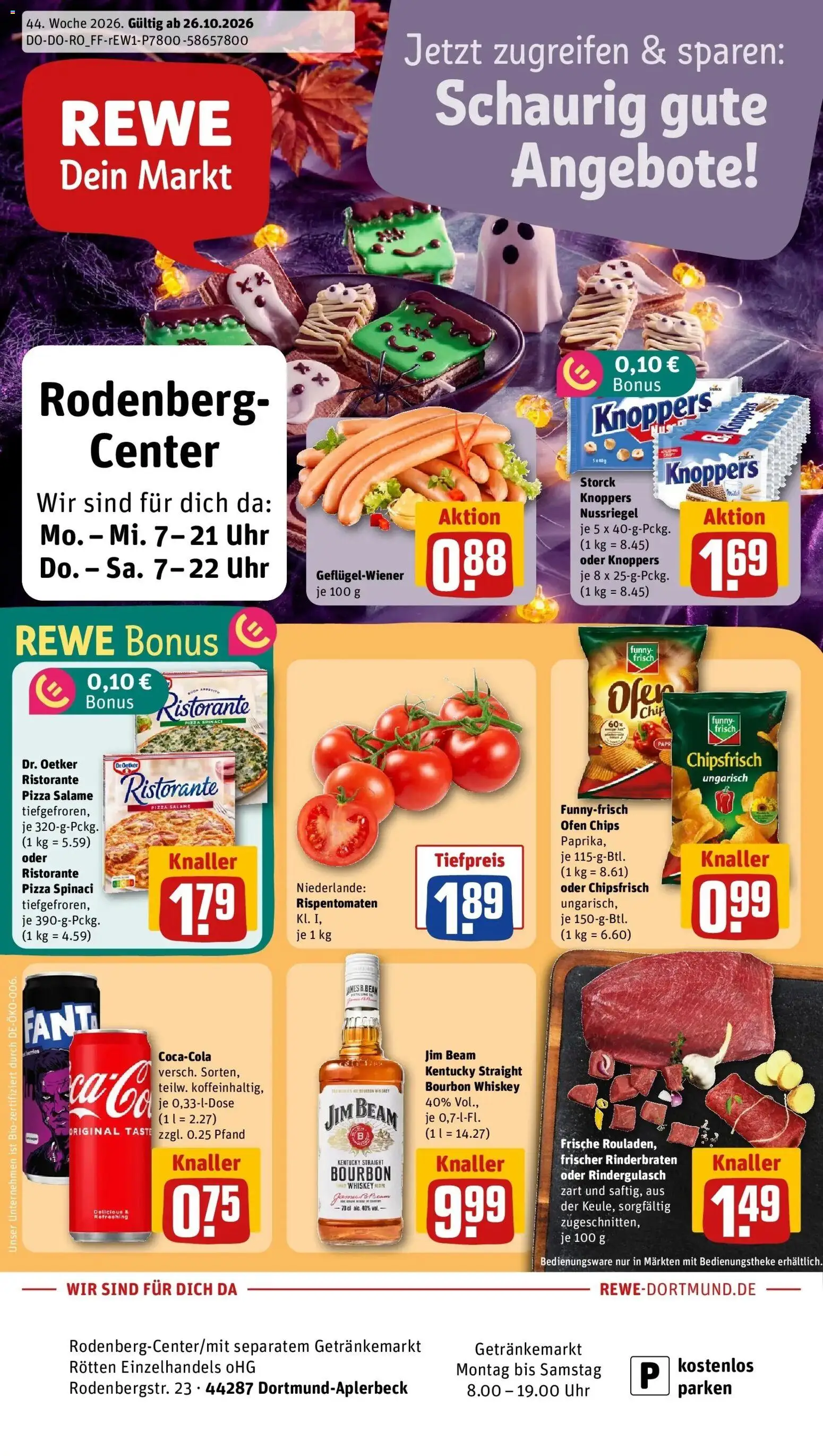 REWE Prospekt ab 26.10.2026 zum Blättern » Angebote | Seite: 3 | Produkte: Ofen, Jim beam, Knoppers, Whiskey