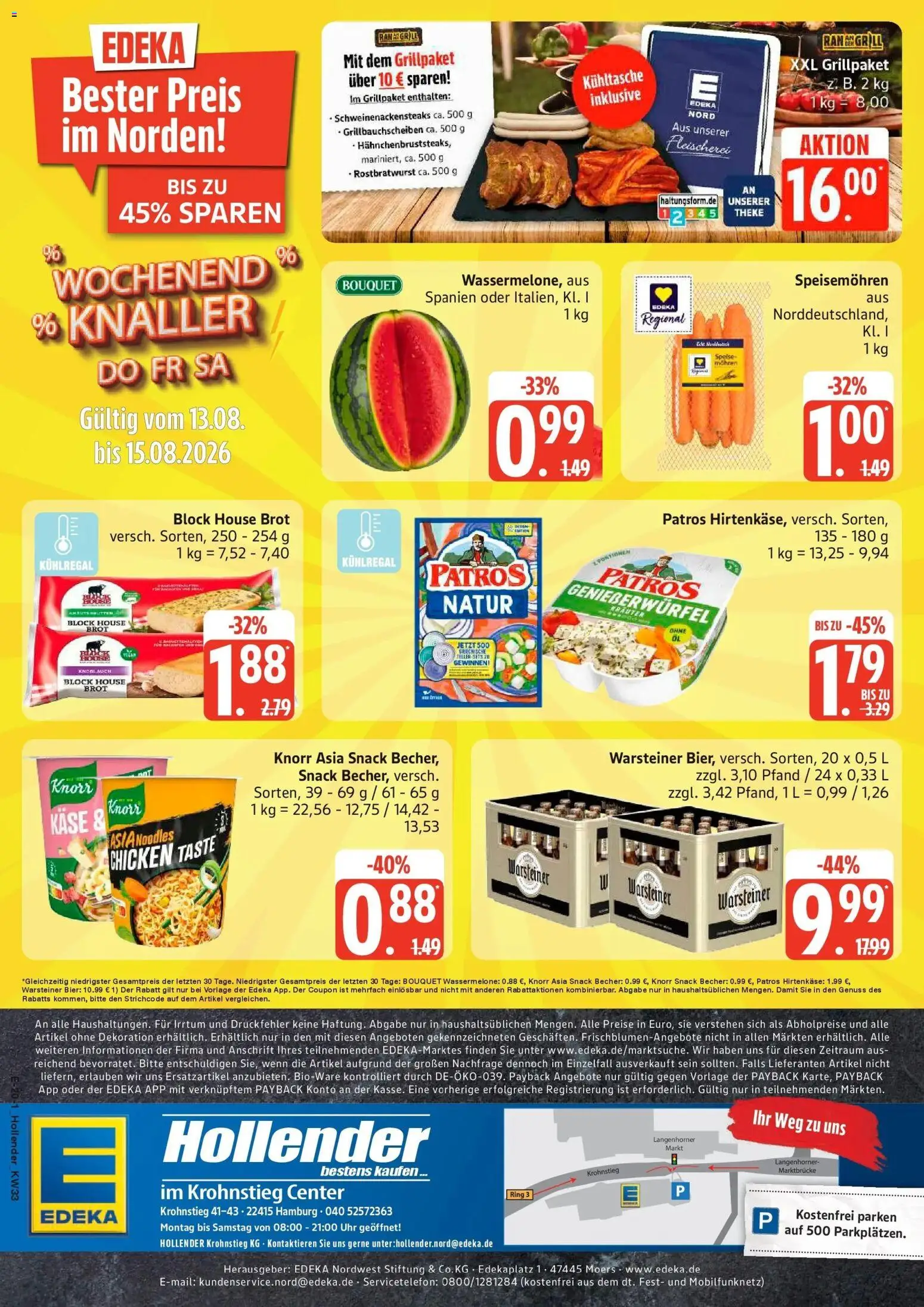Edeka Prospekt Hamburg (ab 10.08.2026) » Angebote Online | Seite: 28 | Produkte: Bier, Knorr, Mohren, Warsteiner