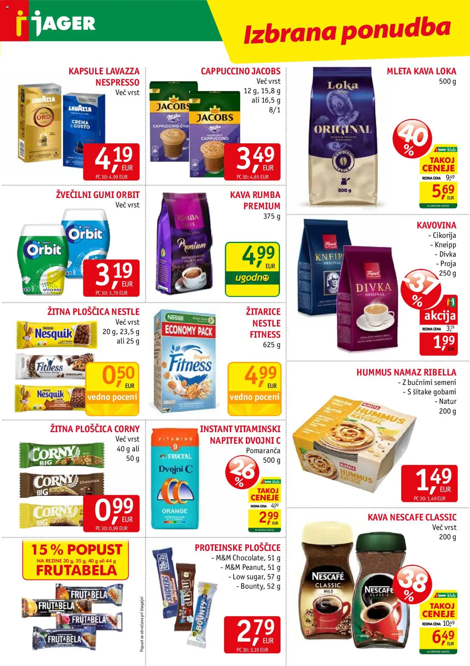 Novi Jager katalog ponudbe – veljaven od 02.09.2026 | Stran: 11 | Izdelki: Žvečilni gumi, Namaz, Ploščice, Kava