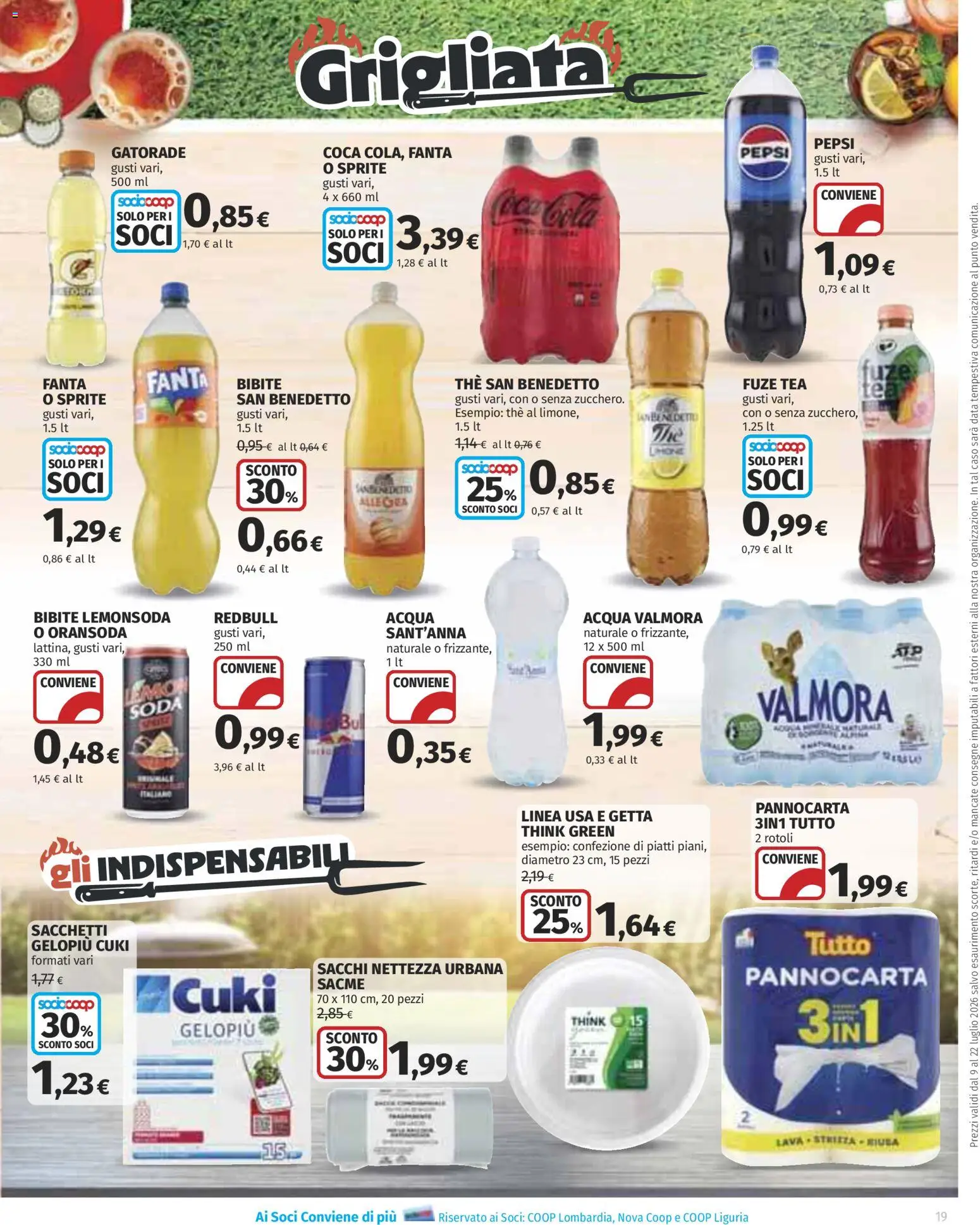 Volantino COOP del 09/07/2026 | Pagina: 19 | Prodotti: Acqua, Limone, The, Bibite