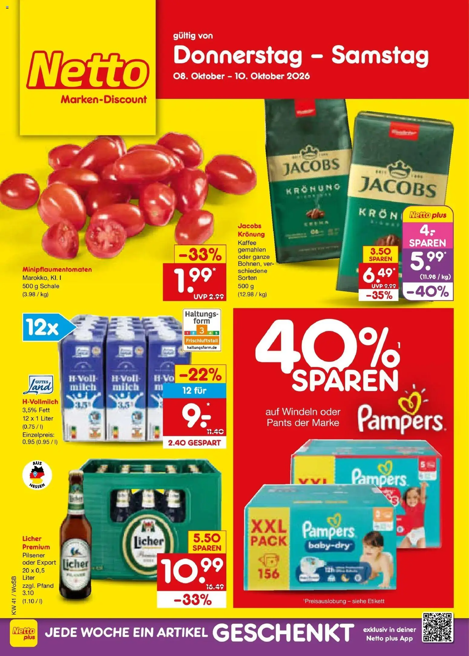 Netto Marken-Discount Prospekt Ludwigshafen-Edigheim (ab 05.10.2026) » Angebote | Seite: 56 | Produkte: Milch, Kaffee, Pampers
