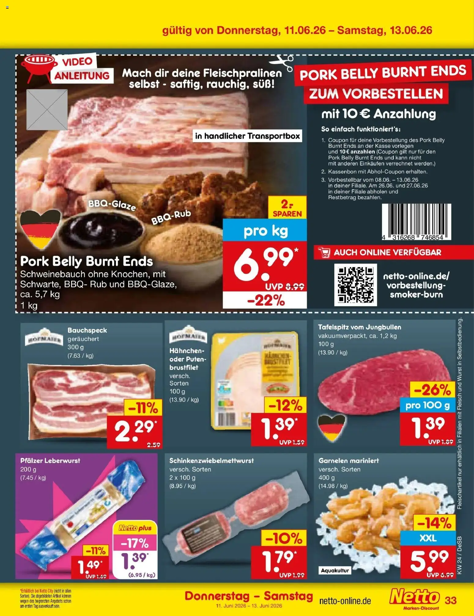 Netto Marken-Discount Prospekt Waiblingen-Bittenfeld – gültig ab 08.06.2026 | Seite: 51 | Produkte: Schweinebauch, Garnelen, Wurst, Fleisch