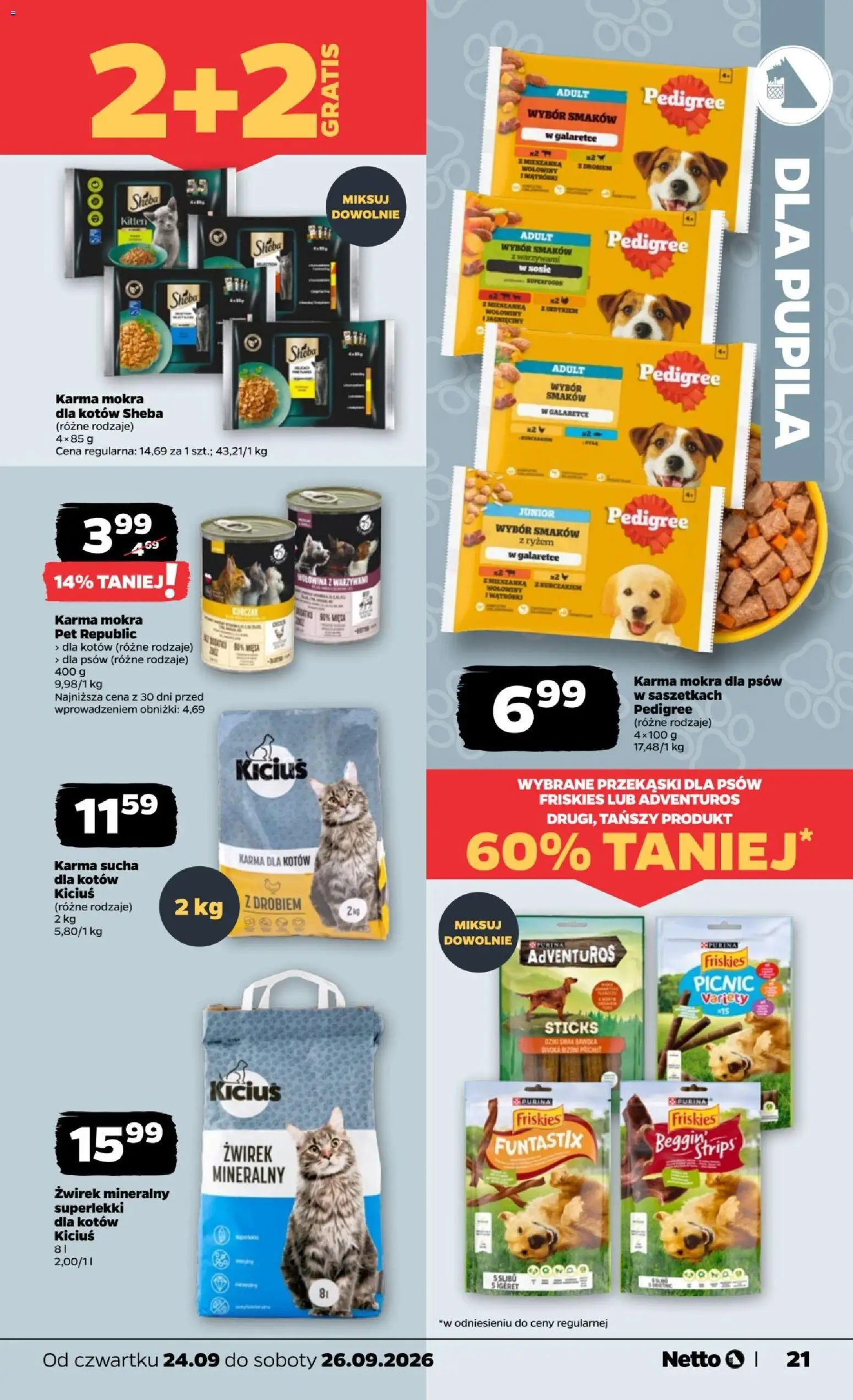 Netto gazetka od czwartku od 24.09.2026 | Strona: 21 | Produkty: Mięta, Sheba, Karma mokra, Karma