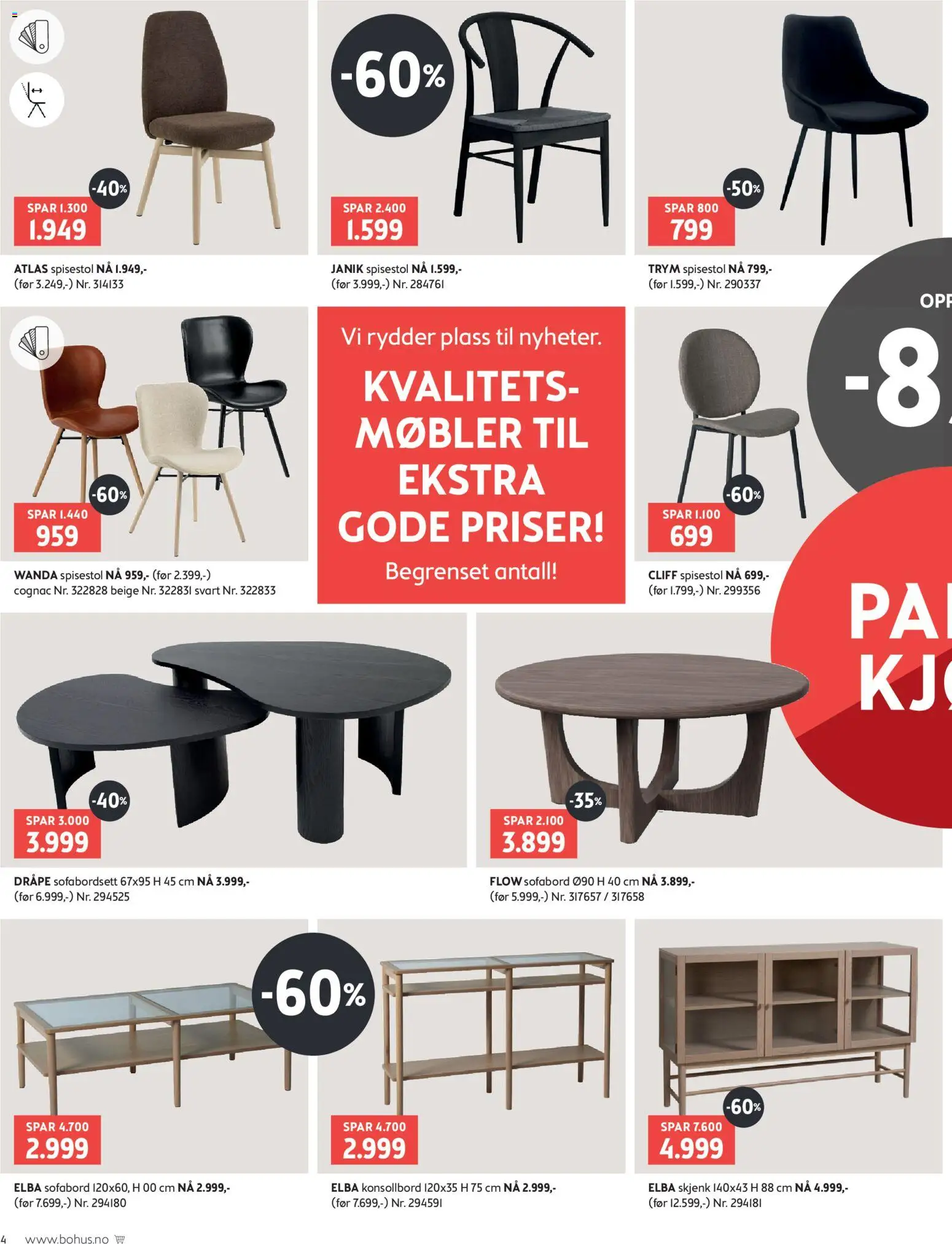 {H1} | Side: 4 | Produkter: Spisestol, Konsollbord, Cognac