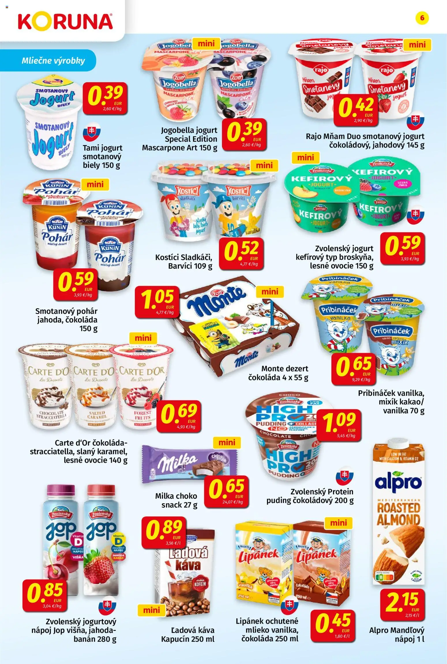 Nové Koruna akcie – leták je platný od 23.10.2026 | Strana: 6 | Produkty: Jogurt, Čokoláda, Smotanový jogurt, Ovocie