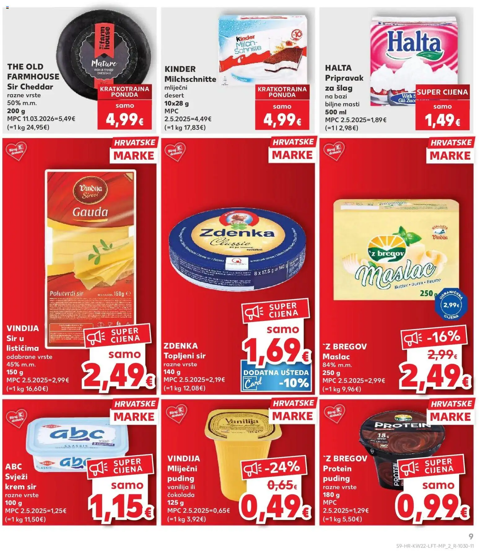 Kaufland katalog | vrijedi od 26.05.2026 | Stranica: 9 | Proizvodi: Vindija, Protein puding, Gauda, Sir
