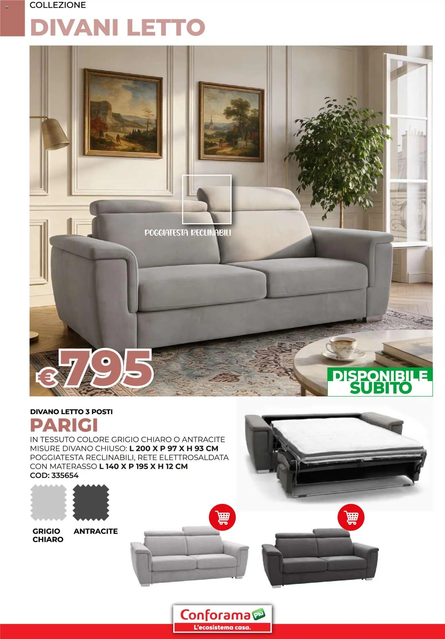 Volantino Conforama del 11.02.2026 | Pagina: 16 | Prodotti: Divano letto, Letto, Materasso, Divano