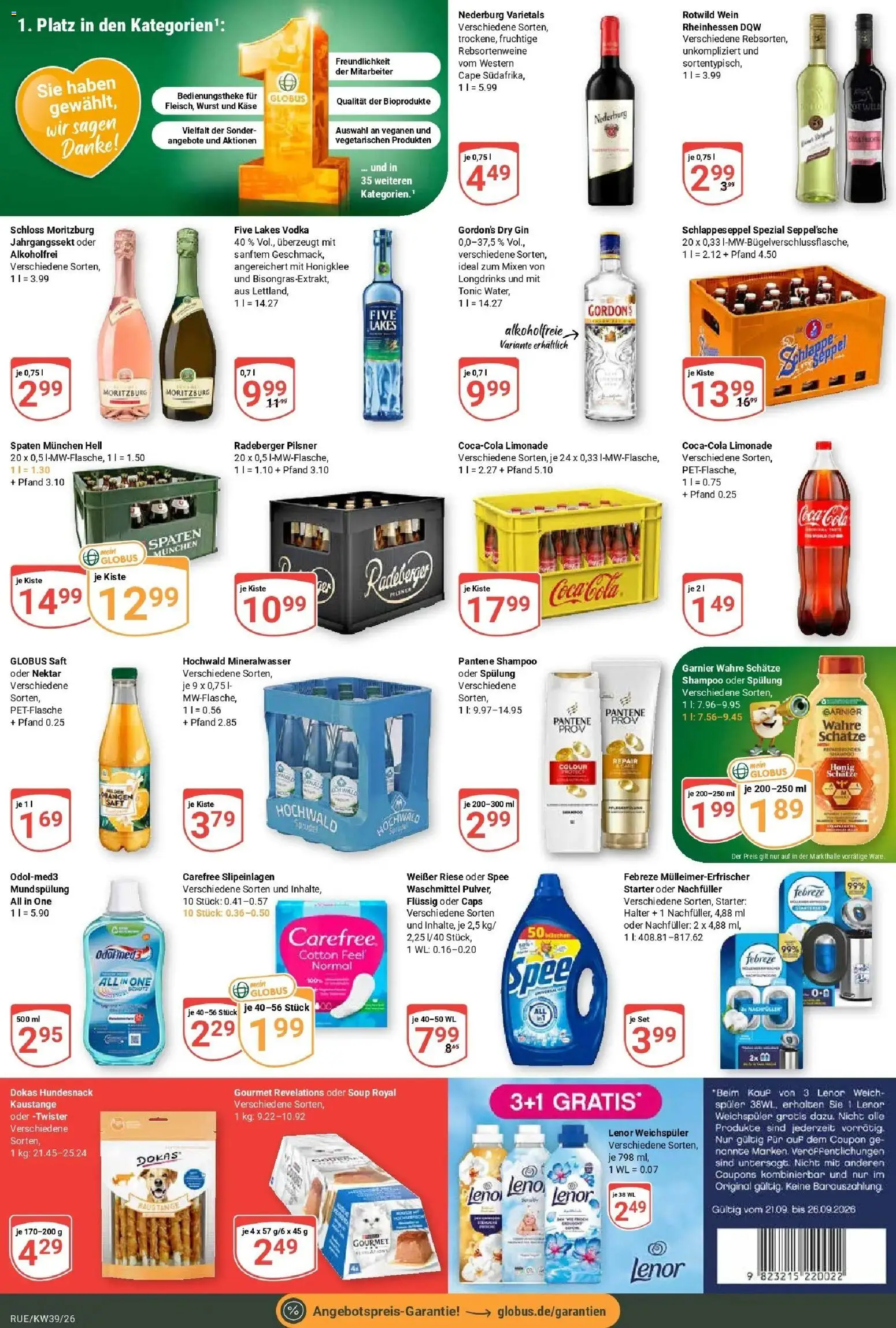 Globus Prospekt Rüsselsheim (ab 21.09.2026) » Angebote online | Seite: 5 | Produkte: Spülung, Spee, Weichspüler, Vodka