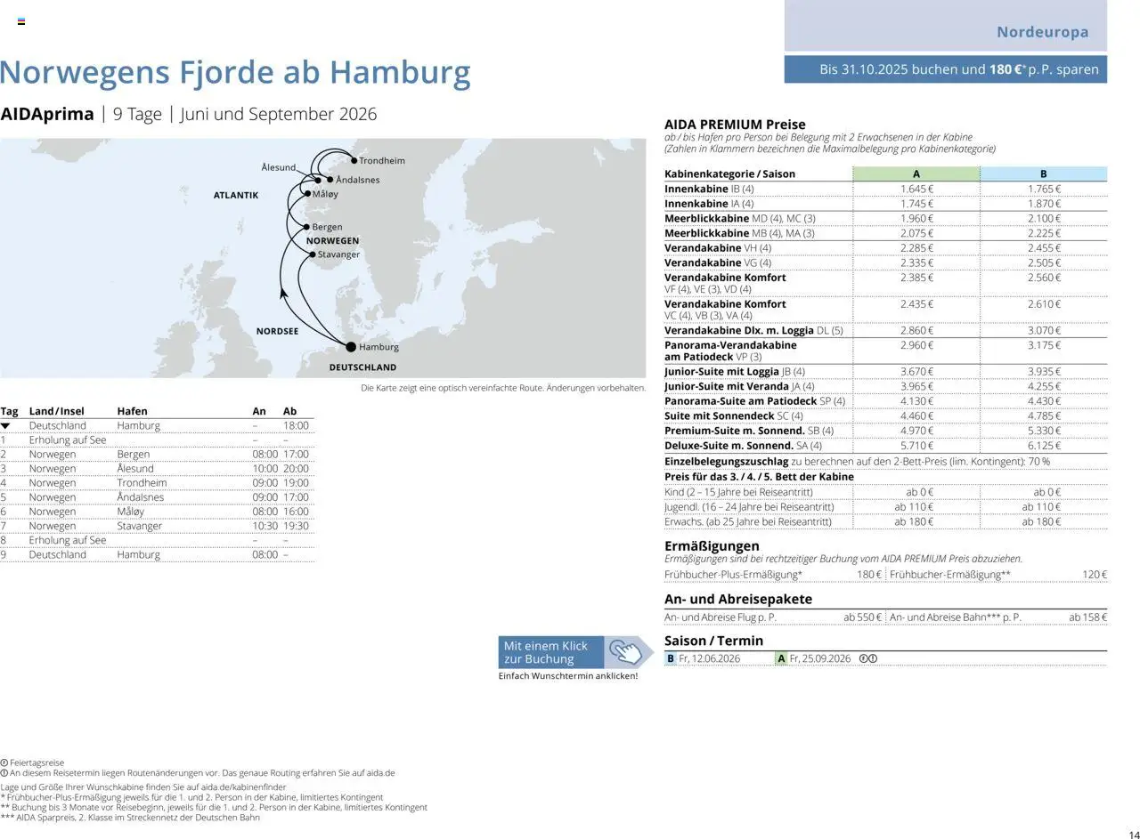 Aida Sommer 2026 – gültig ab 01.03.2026 | Seite: 14 | Produkte: Bett