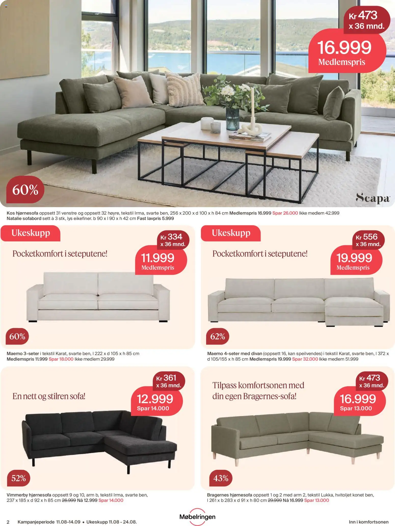 {H1} | Side: 2 | Produkter: 1, Hjørnesofa, Lys, Sofa