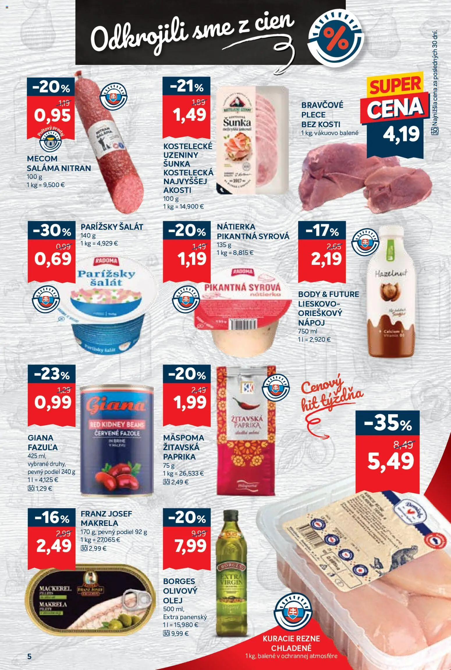 Nové Kraj akcie – leták je platný od 09.07.2026 | Strana: 9 | Produkty: Paprika, Saláma, Šunka, Šalát