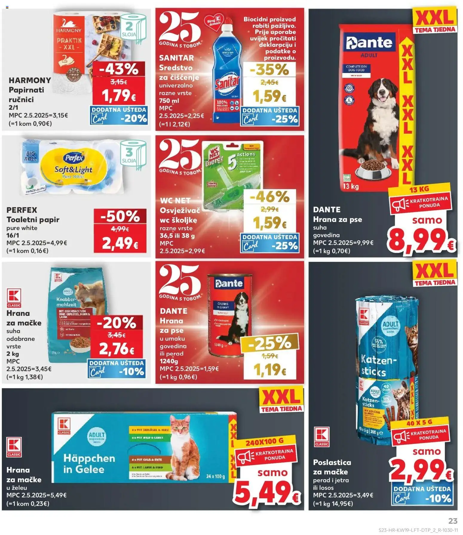 Kaufland katalog | vrijedi od 06.05.2026 | Stranica: 23 | Proizvodi: Hrana za pse, Govedina, Osvježivač wc školjke, Papirnati ručnici