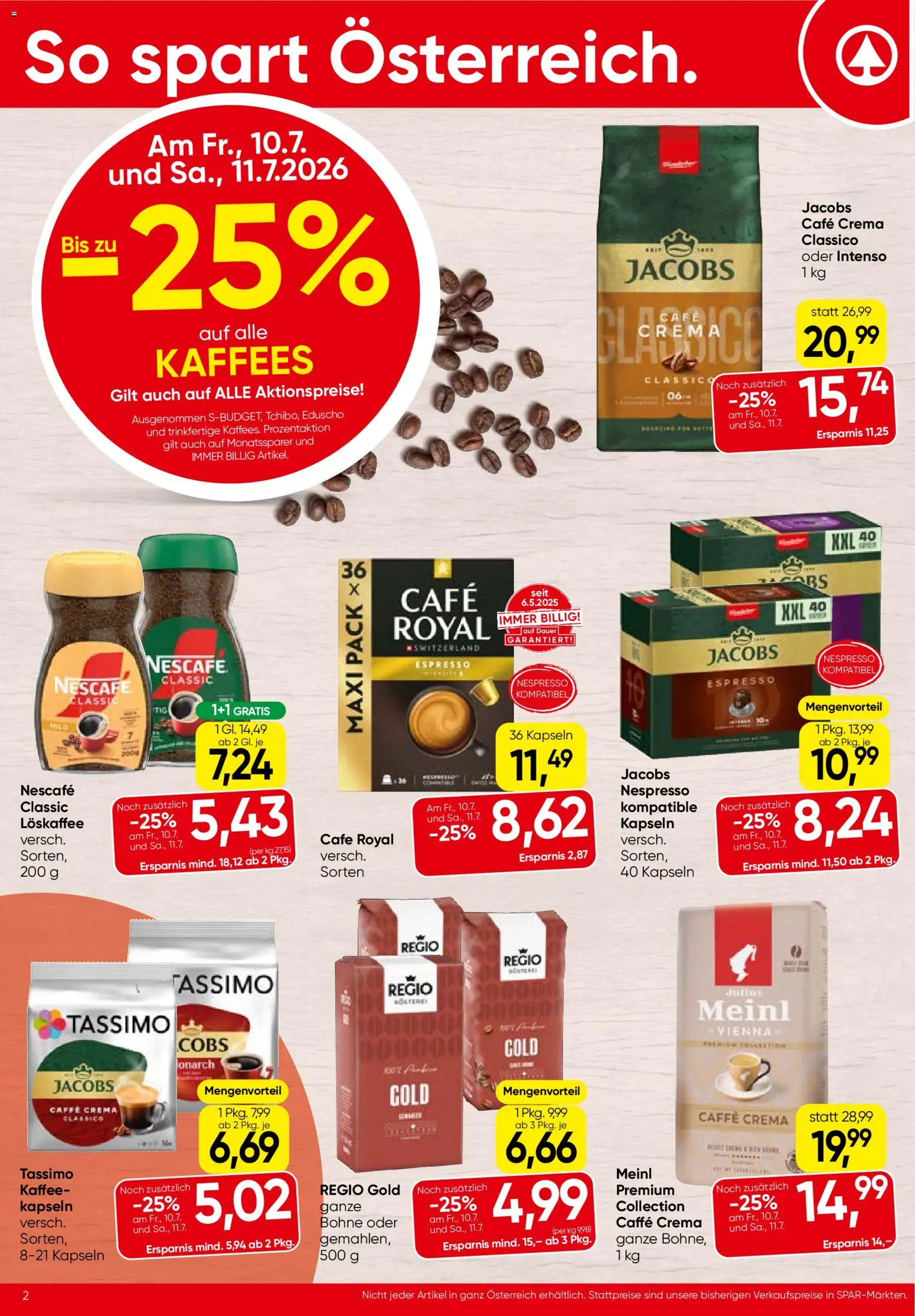 Spar Flugblatt - Oberösterreich gültig ab 09.07.2026 | Seite: 2 | Produkte: Kaffee