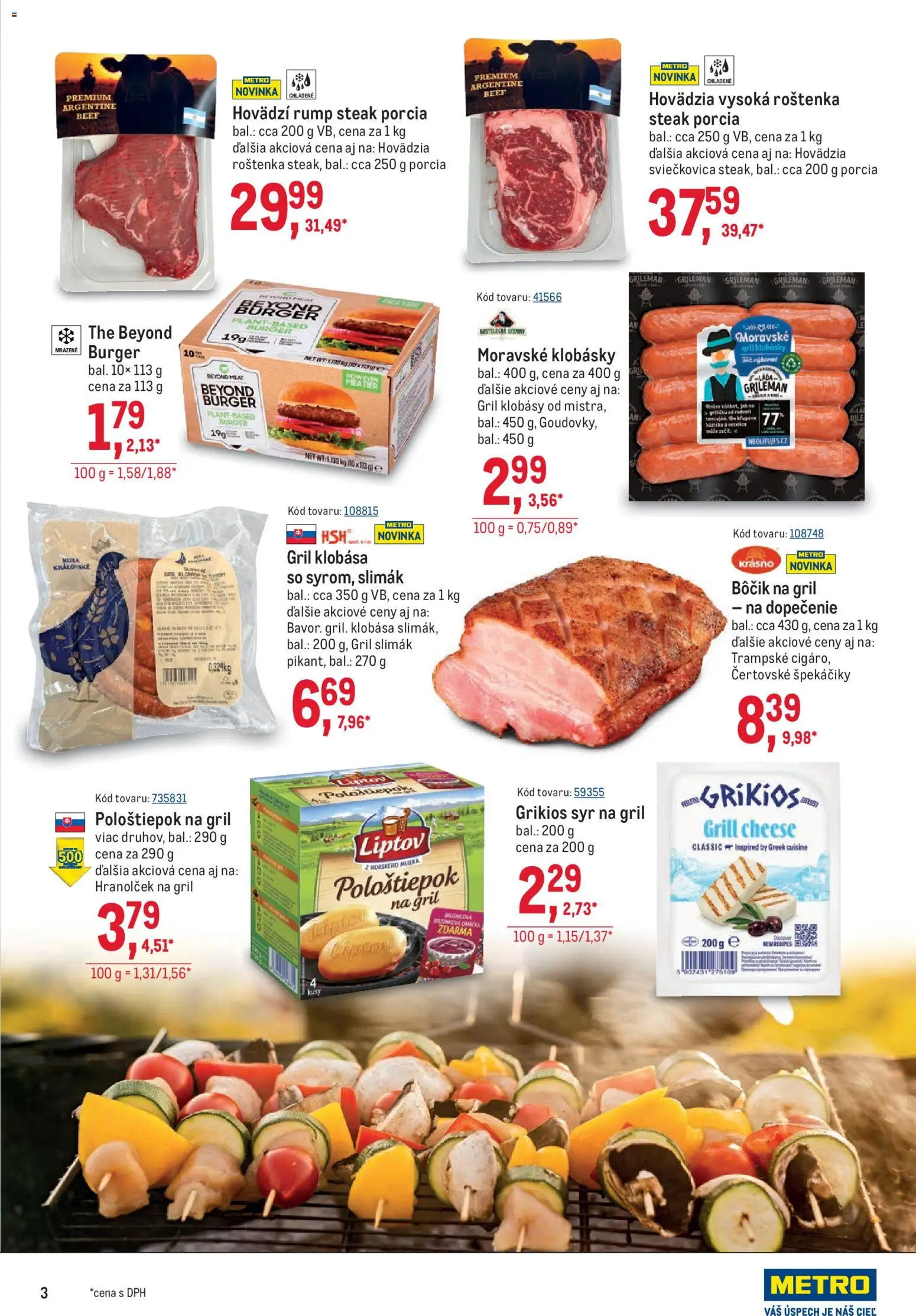 Nové Metro akcie – leták je platný od 17.06.2026 | Strana: 3 | Produkty: Gril, Klobása, Steak