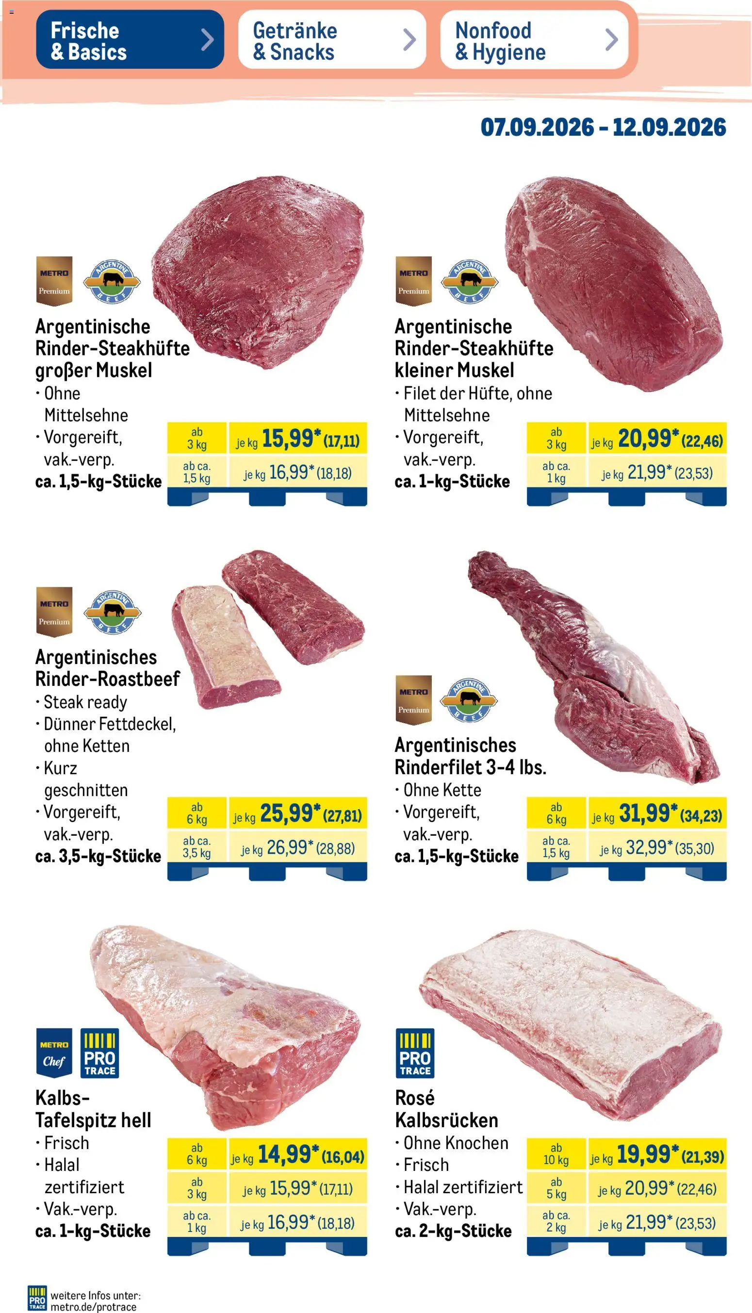 Metro Prospekt – gültig ab 07.09.2026 | Seite: 3 | Produkte: Tafelspitz, Rinderfilet, Steak