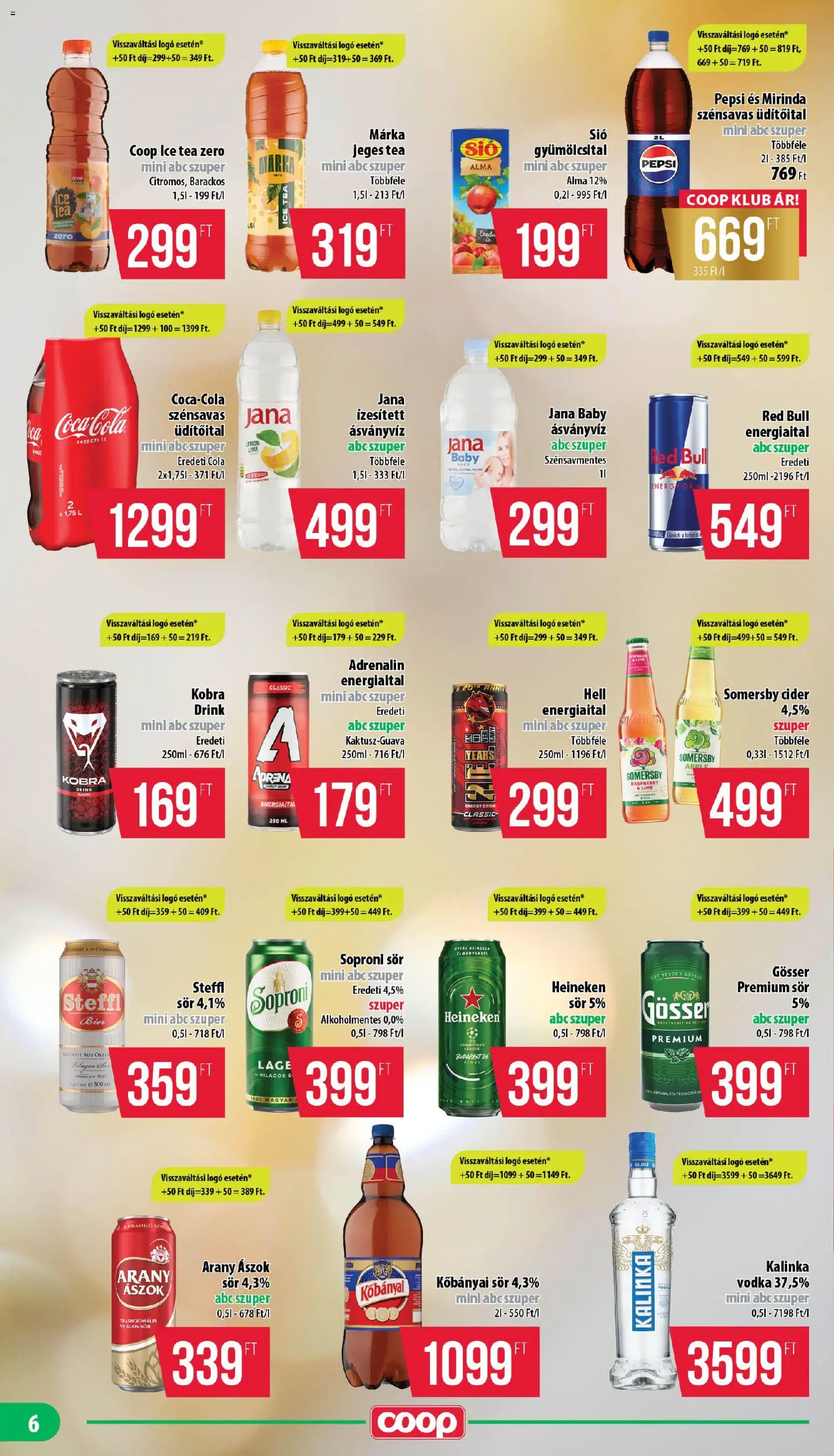COOP akciós ujság - amely érvényes a következő dátumtól: 25.06.2026 | Oldal: 6 | Termékek: Lime, Energiaital, Arany ászok, Cola