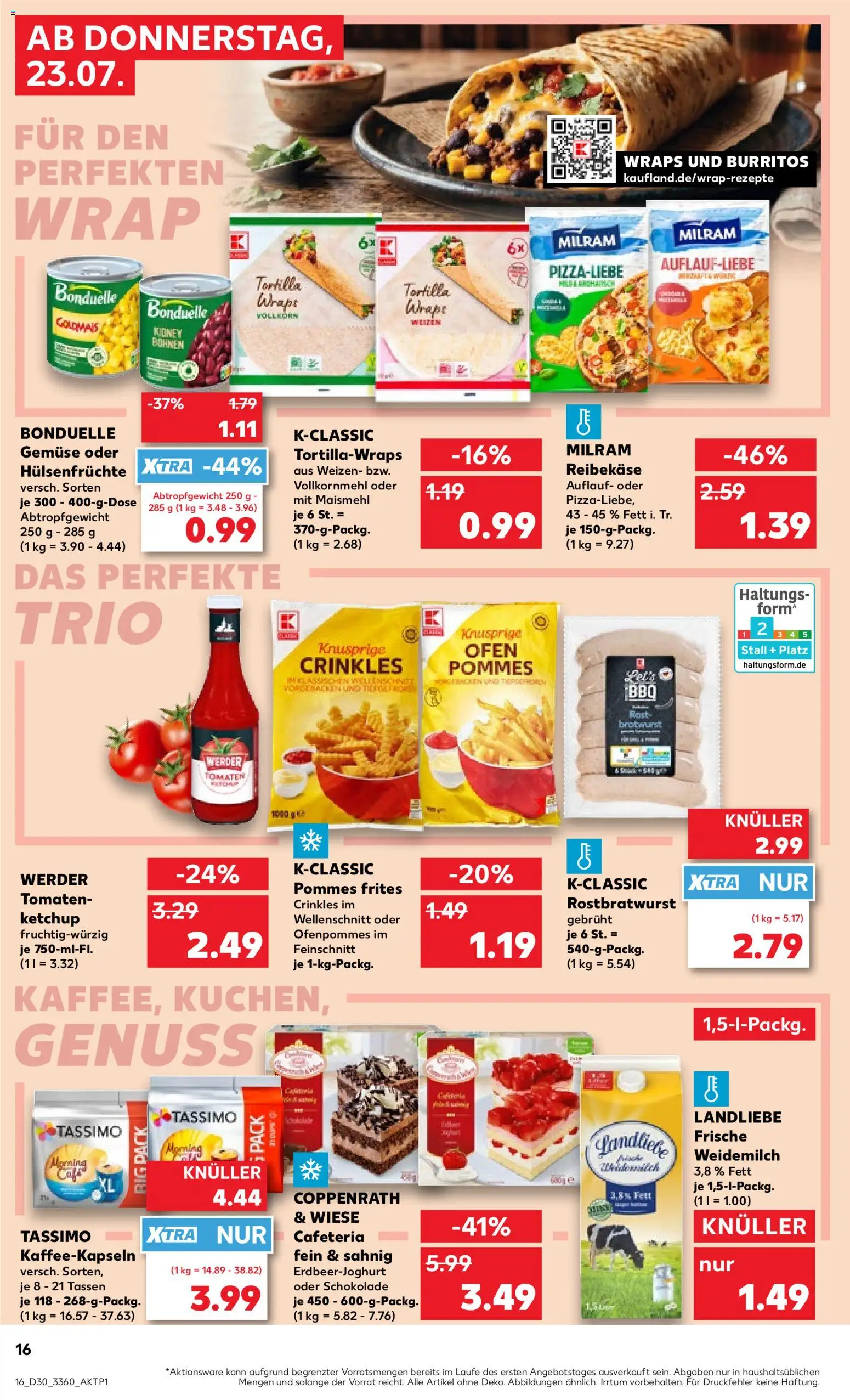 Kaufland Prospekt Potsdam – gültig ab 23.07.2026 | Seite: 16 | Produkte: Tomaten, Pommes frites, Ketchup, Tassimo