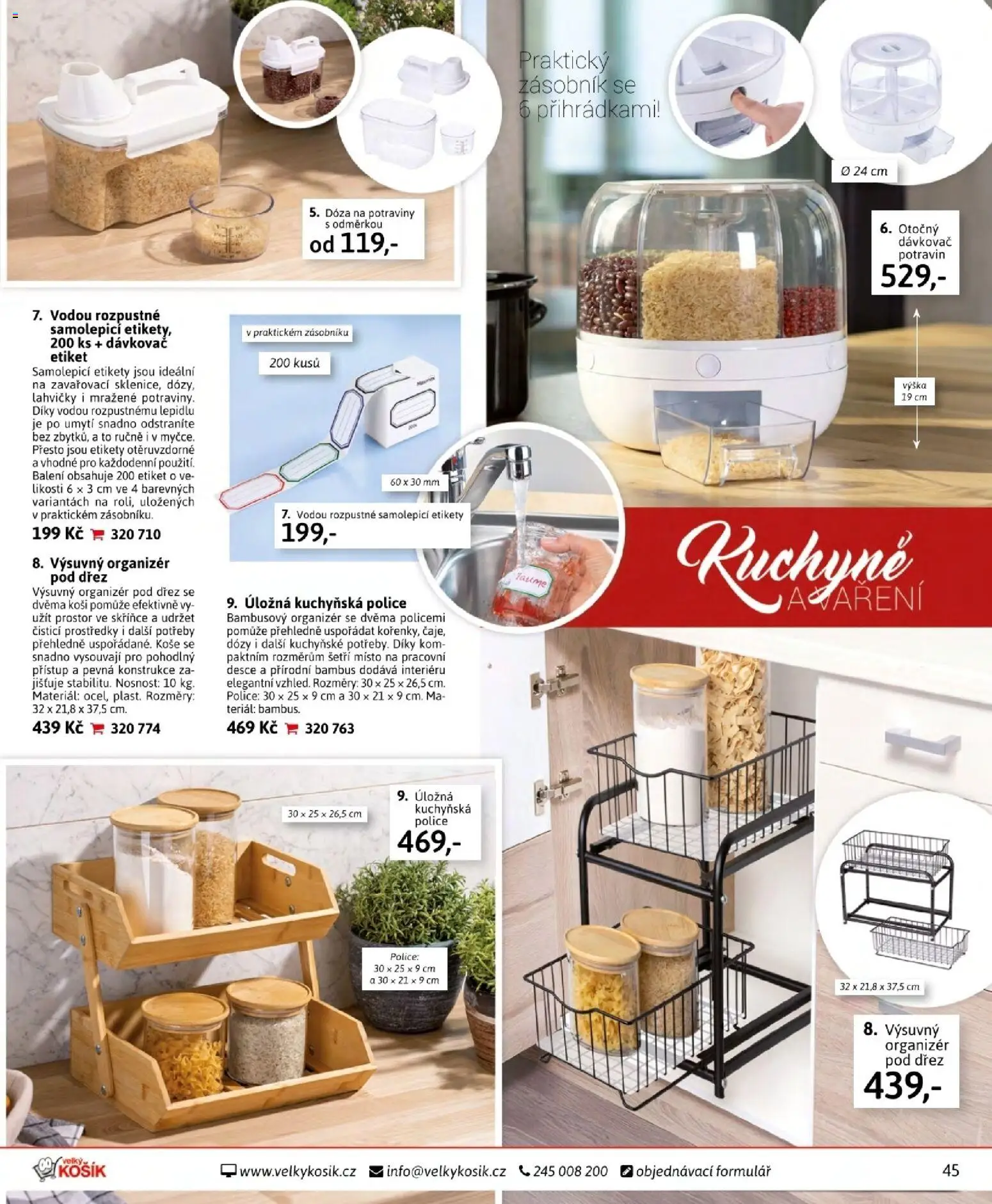 Velký Košík katalog srpen 2026 od 01.08.2026 | Strana: 45 | Produkty: Zásobník, Dřez, Čisticí prostředky, Kuchyně