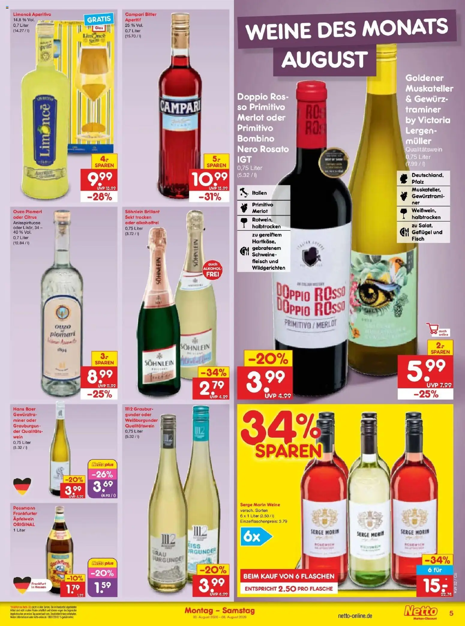 Netto Marken-Discount Prospekt Leipzig – gültig ab 03.08.2026 | Seite: 9 | Produkte: Sekt, Campari, Merlot, Alkohol