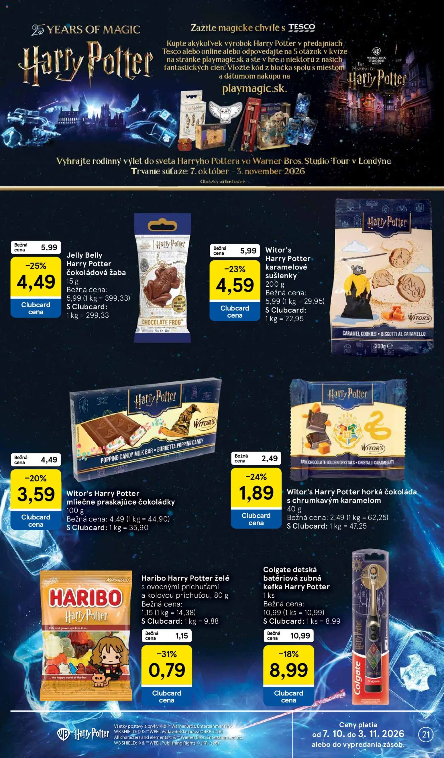 Nové Tesco akcie – leták je platný od 21.10.2026 | Strana: 21 | Produkty: Zubná kefka, Sušienky, Čokoláda
