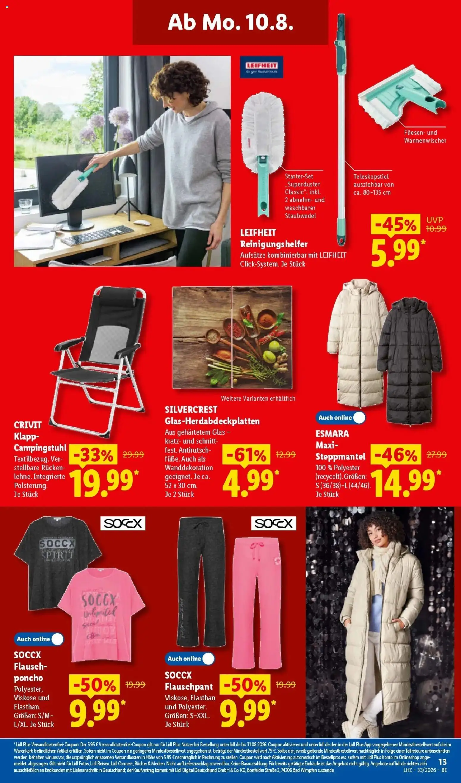 Lidl Prospekt Mahlow – gültig ab 10.08.2026 | Seite: 29 | Produkte: Top, Steppmantel, Poncho, Bad