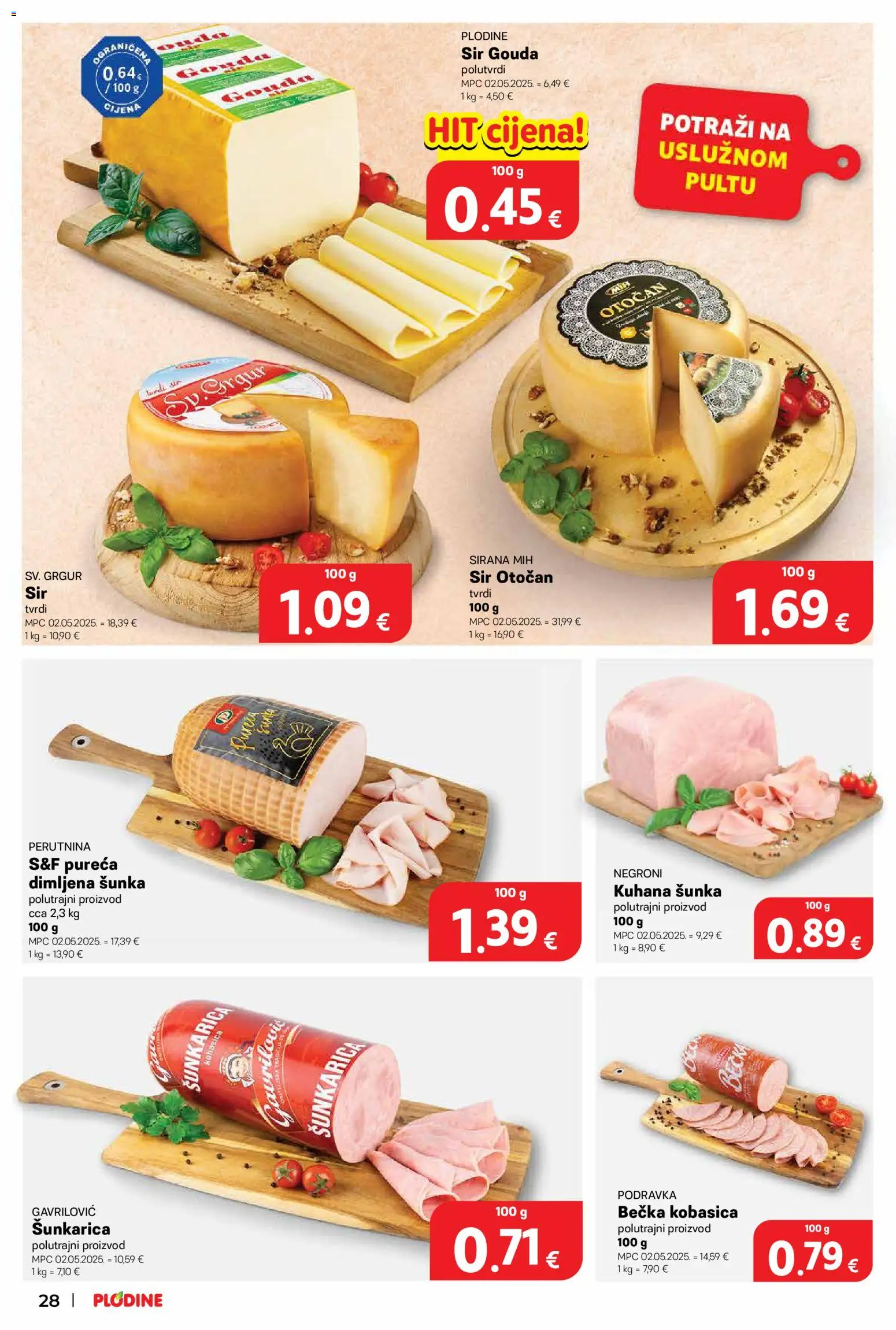 Plodine katalog | vrijedi od 20.05.2026 | Stranica: 30 | Proizvodi: Sir, Podravka, Kobasica, Gouda