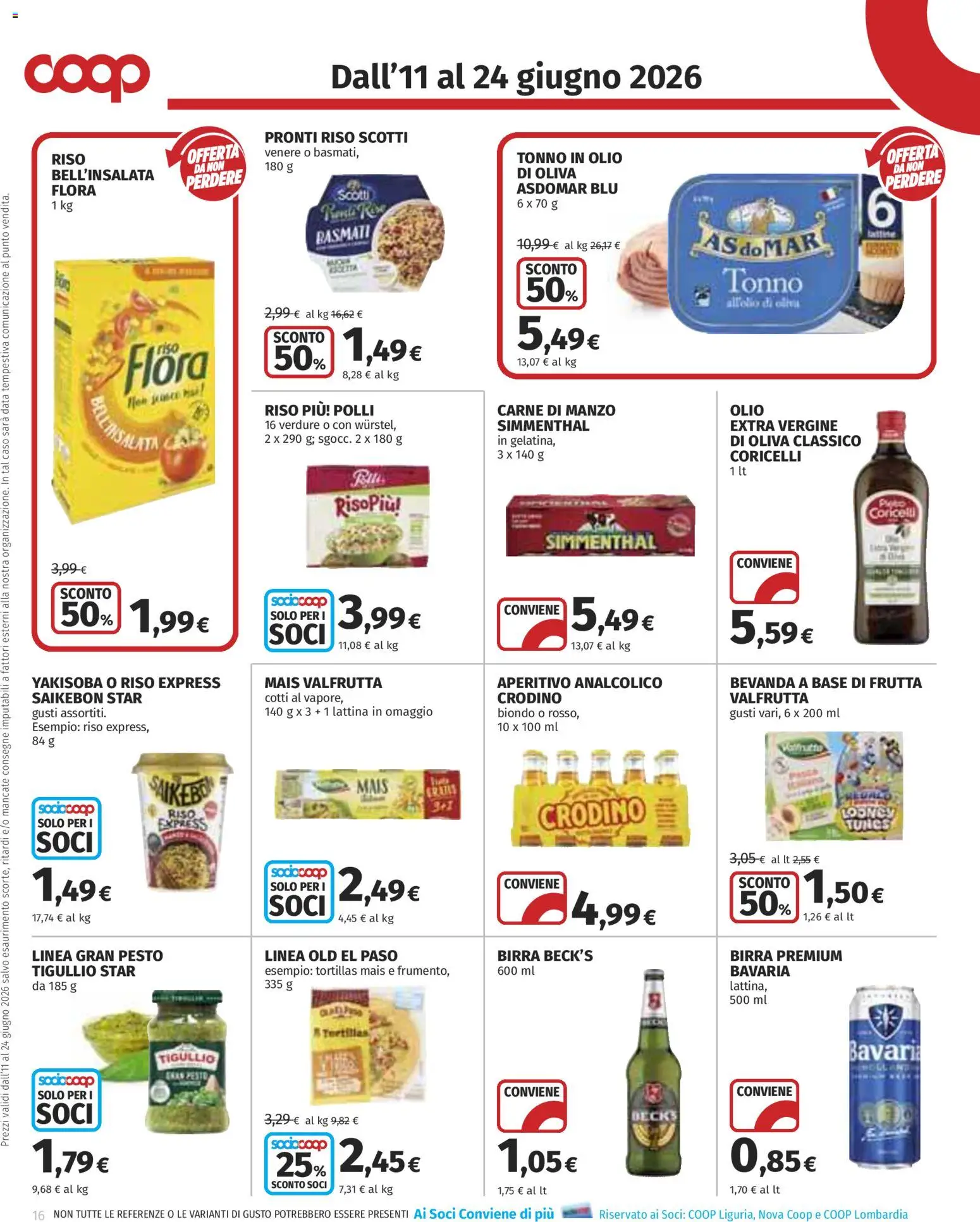 Volantino COOP del 11.06.2026 | Pagina: 16 | Prodotti: Birra, Frutta, Pesca, Data