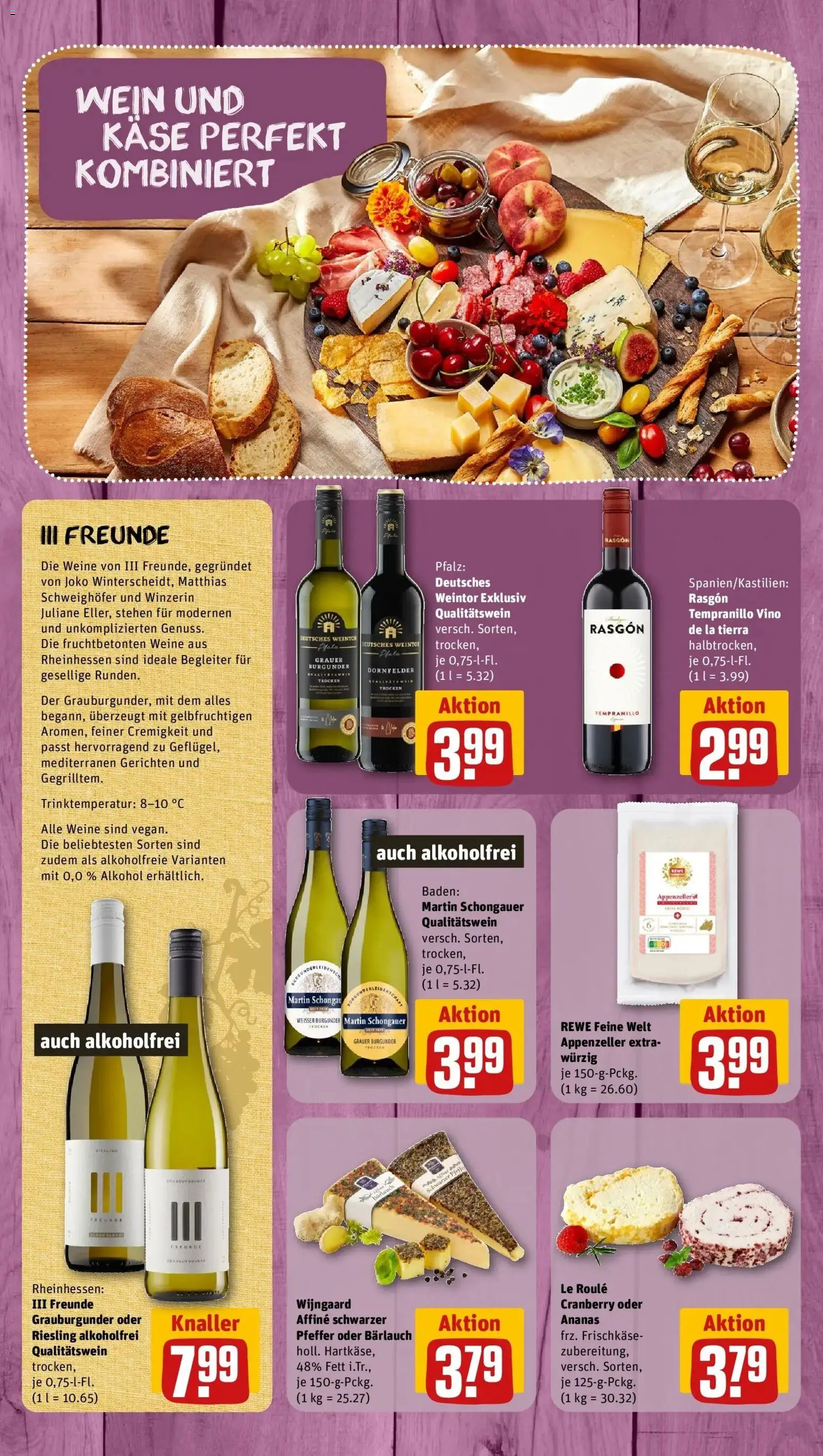 REWE Prospekt ab 31.08.2026 zum Blättern » Angebote | Seite: 8 | Produkte: Käse, Ananas, Alkohol, Wein