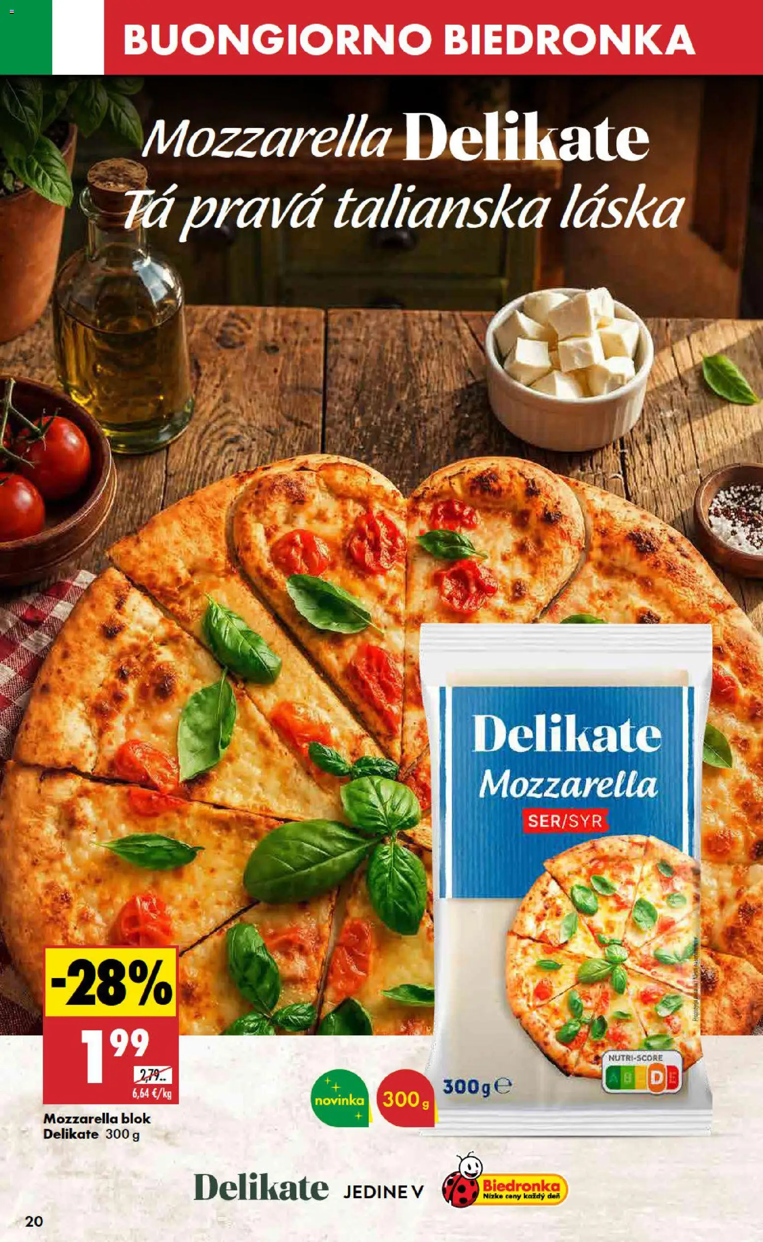 Nové Biedronka akcie – leták je platný od 23.07.2026 | Strana: 20 | Produkty: Mozzarella