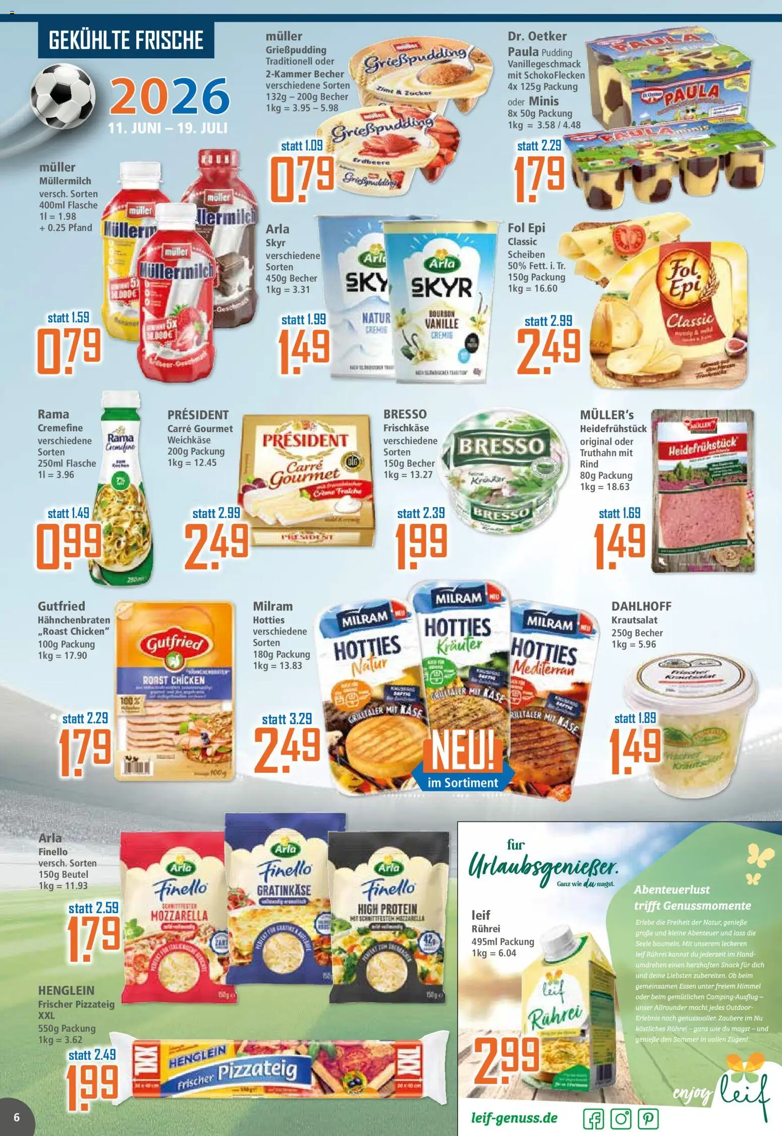 Klaas & Kock Prospekt – gültig ab 29.06.2026 | Seite: 6 | Produkte: Mozzarella, Skyr, Milram, Frischkase