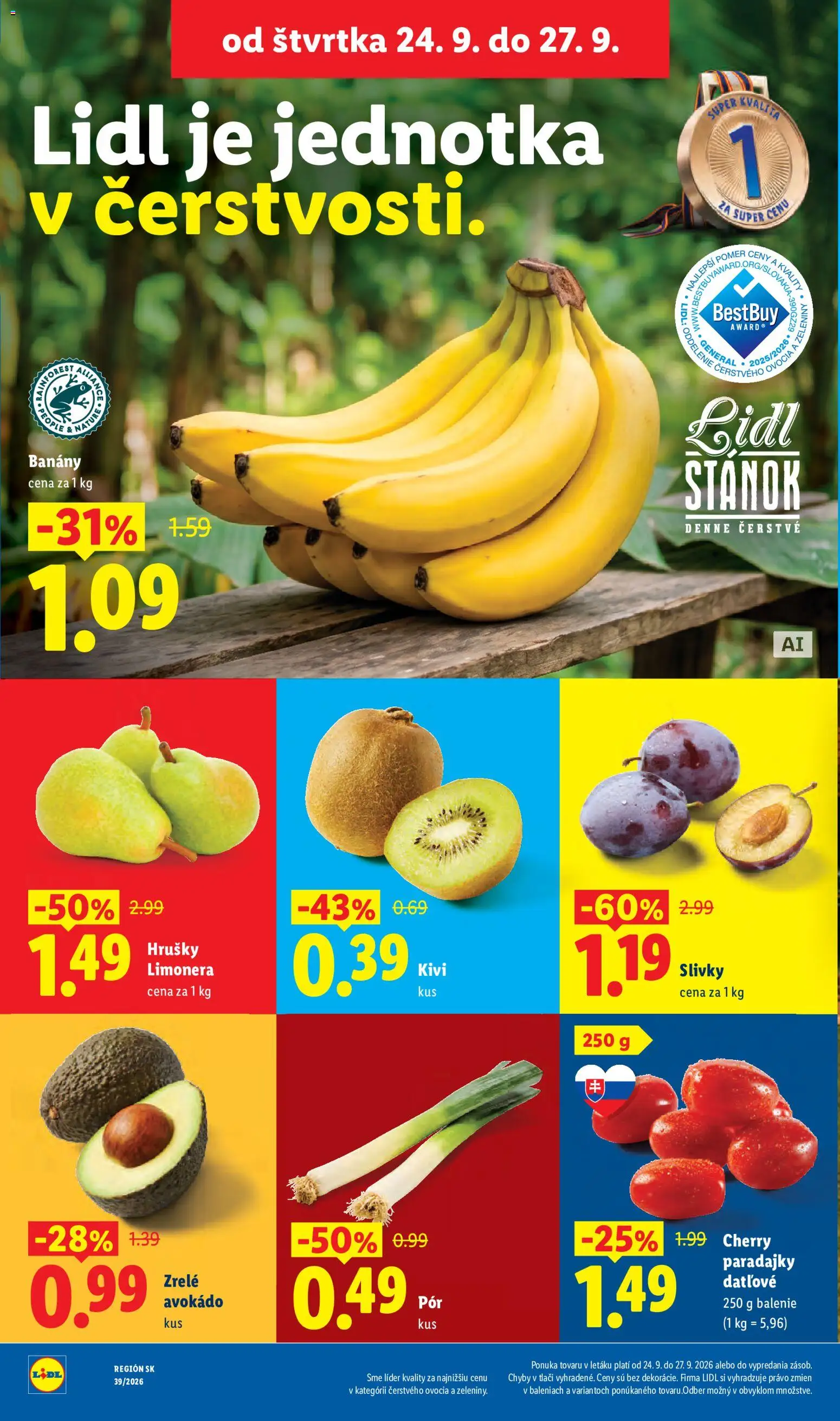 Nové Lidl akcie – leták je platný od 21.09.2026 | Strana: 66 | Produkty: Pór, Kiwi, Hrušky, Cherry paradajky