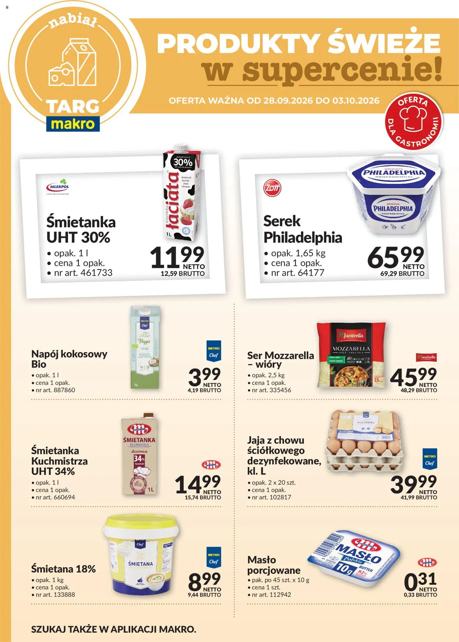Makro gazetka - Oferta świeża w super cenach od 28.09.2026 | Strona: 3 | Produkty: Masło Polskie, Napój kokosowy, Serek, Masło