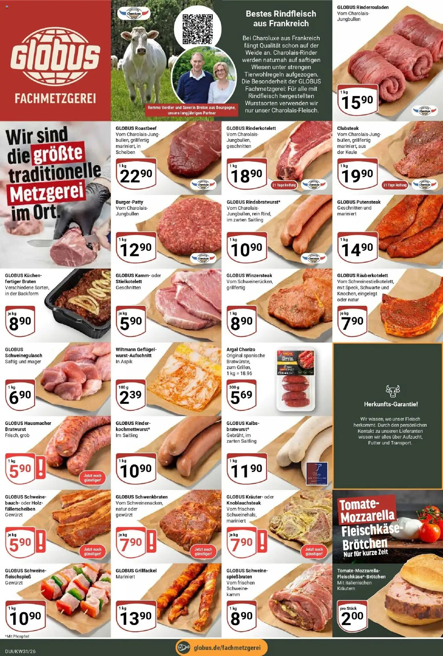 Globus Prospekt Duisburg – gültig ab 27.07.2026 | Seite: 10 | Produkte: Rinderrouladen, Schweinegulasch, Roastbeef, Kuchen