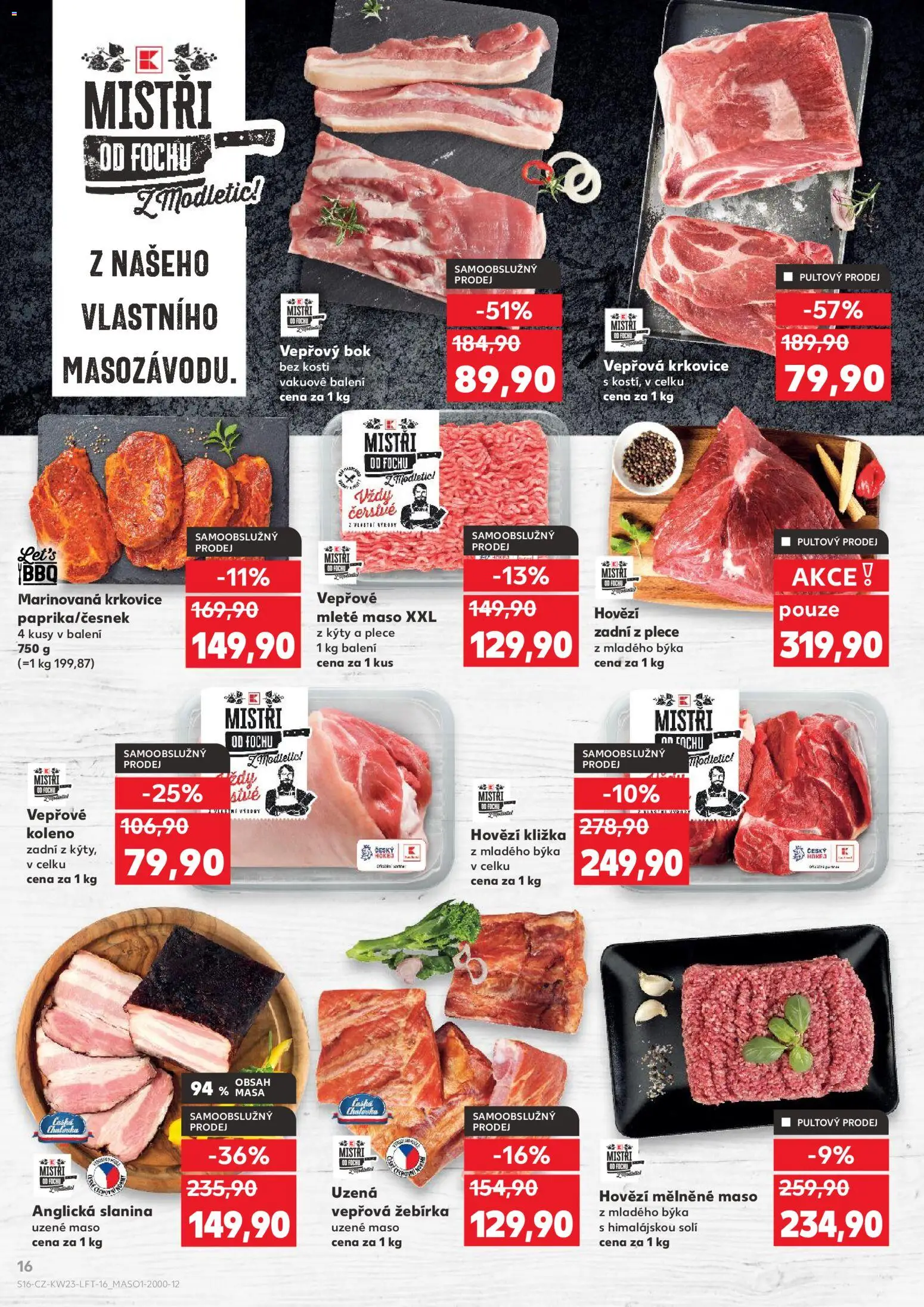 Kaufland leták - Brno od 03.06.2026 | Strana: 16 | Produkty: Hovězí zadní, Vepřový bok, Mleté maso, Krkovice