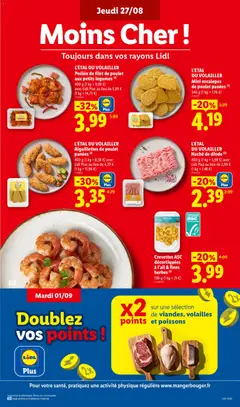 LIDL - Prévisualisation de Crevettes ASC décortiquées à l'ail & fines herbes, 190 g (1 kg = 21 €) valide à partir de 27/08/2026 | Page: 11 | Produits: Escalopes, Poulet, Dinde, Aiguillettes de poulet