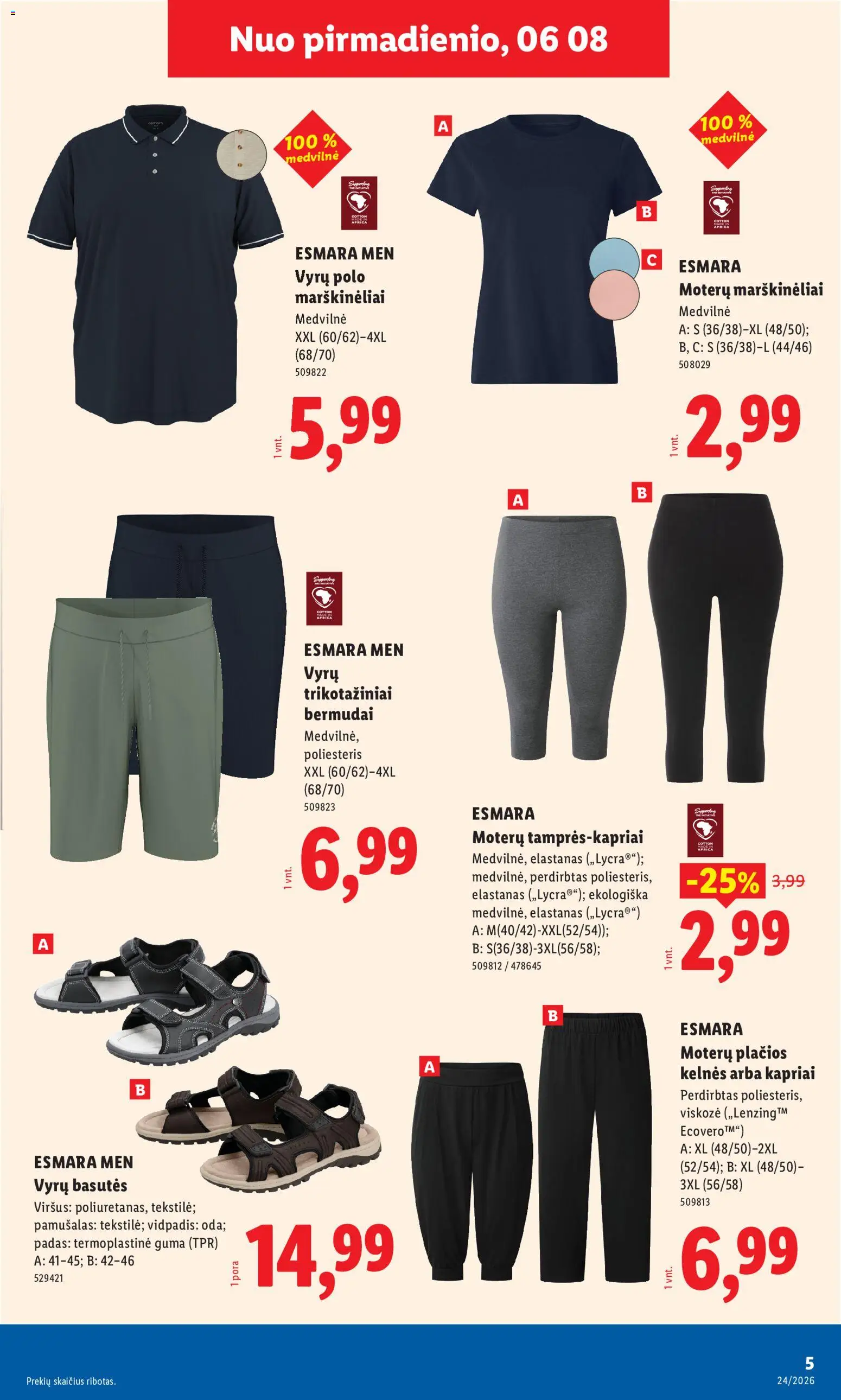 LIDL akcijos nuo 08.06.2026 | Puslapis: 5 | Prekių: Marškinėliai, Kelnes