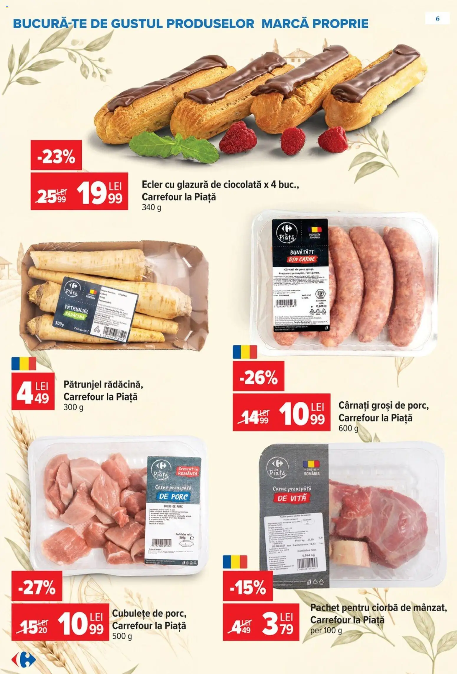 Noul catalog Carrefour – valabil de la 14.10.2026 | Pagină: 6 | Produse: Vită, Ciorba, Ciocolată, Cârnați