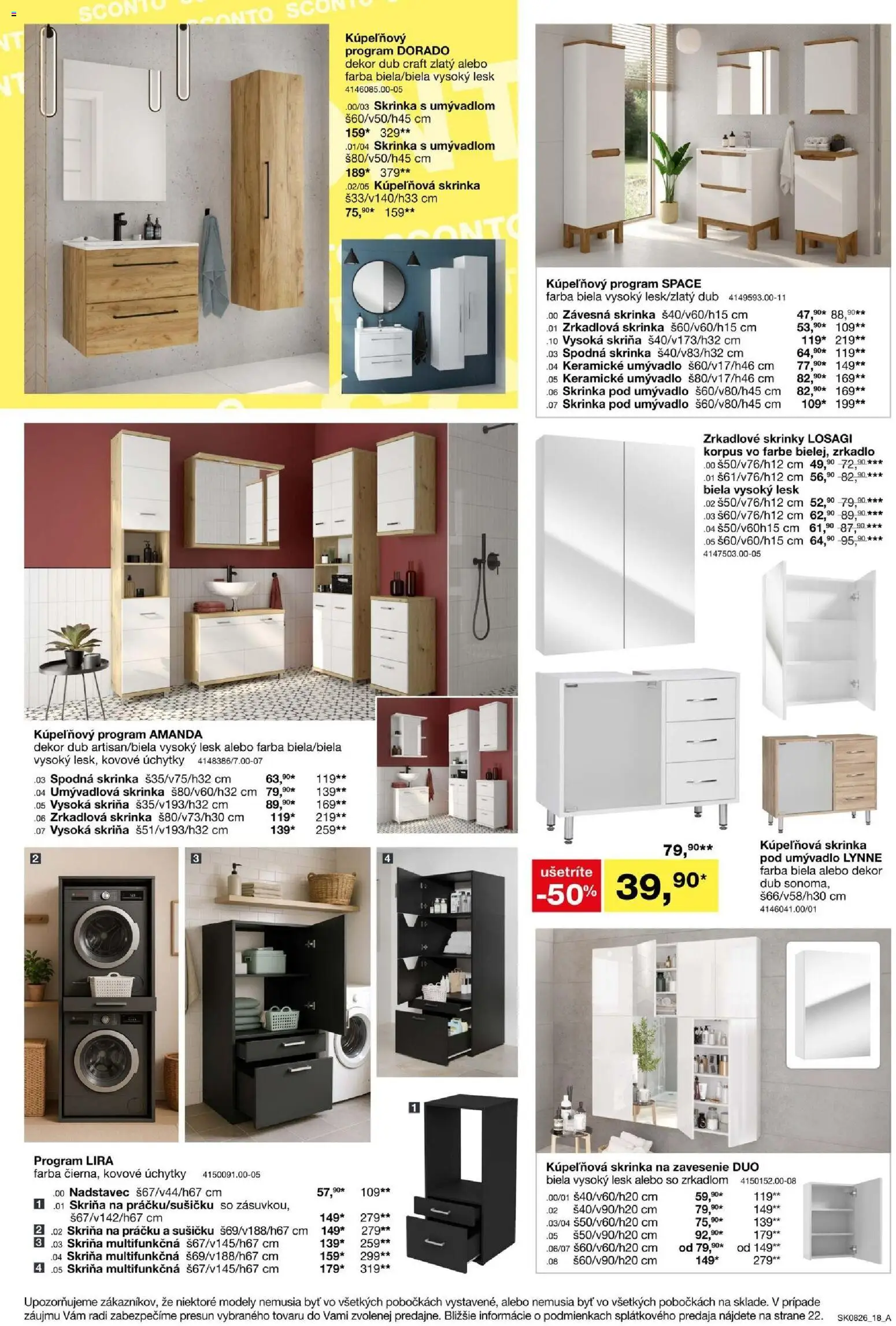 Nové Sconto nábytok akcie – leták je platný od 17.06.2026 | Strana: 18 | Produkty: Skriňa, Skrinka pod umývadlo, Zrkadlo, Kúpelňová skrinka