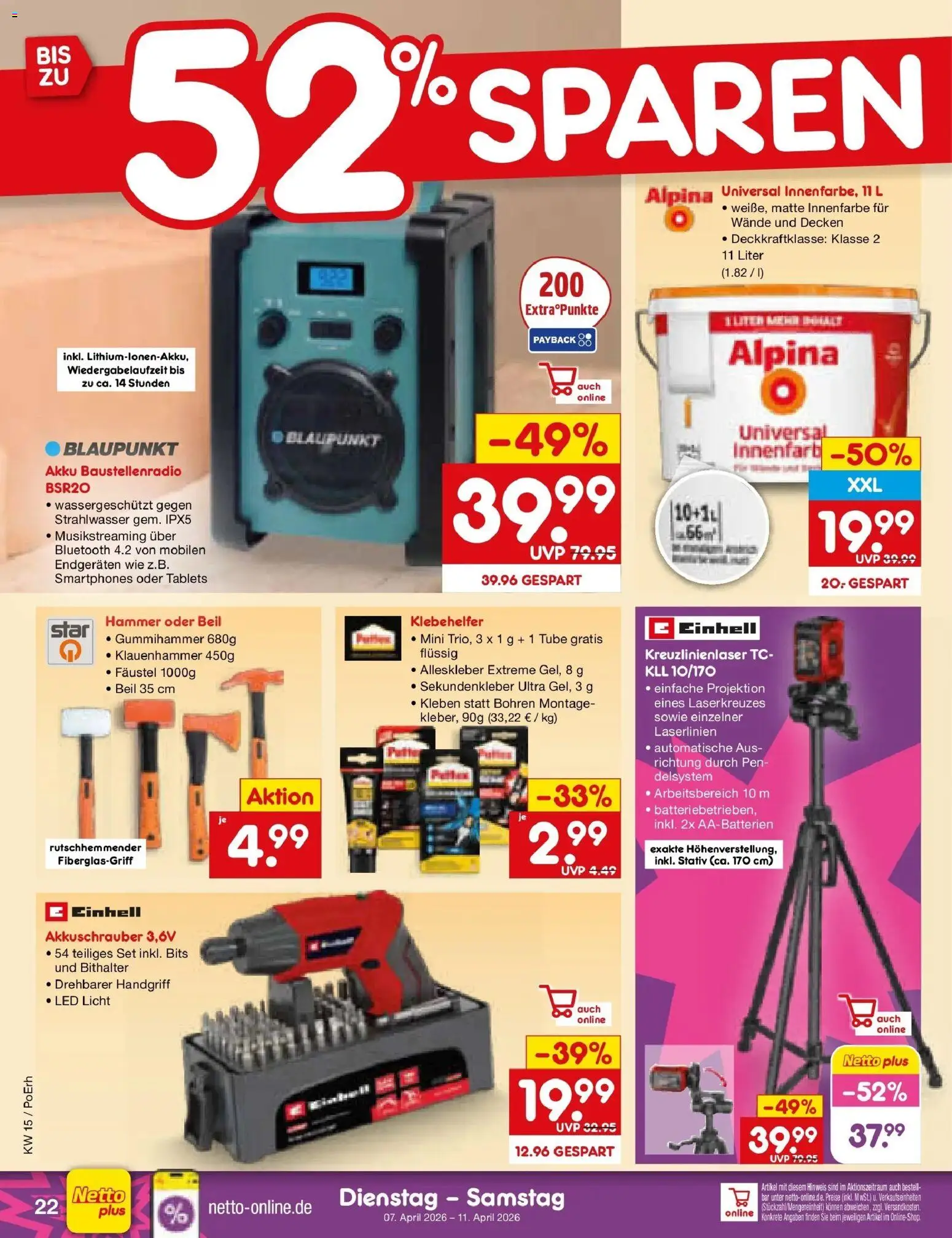 Netto Marken-Discount Prospekt München	 – gültig ab 07.04.2026 | Seite: 32 | Produkte: Smartphones, Akkuschrauber, Stativ