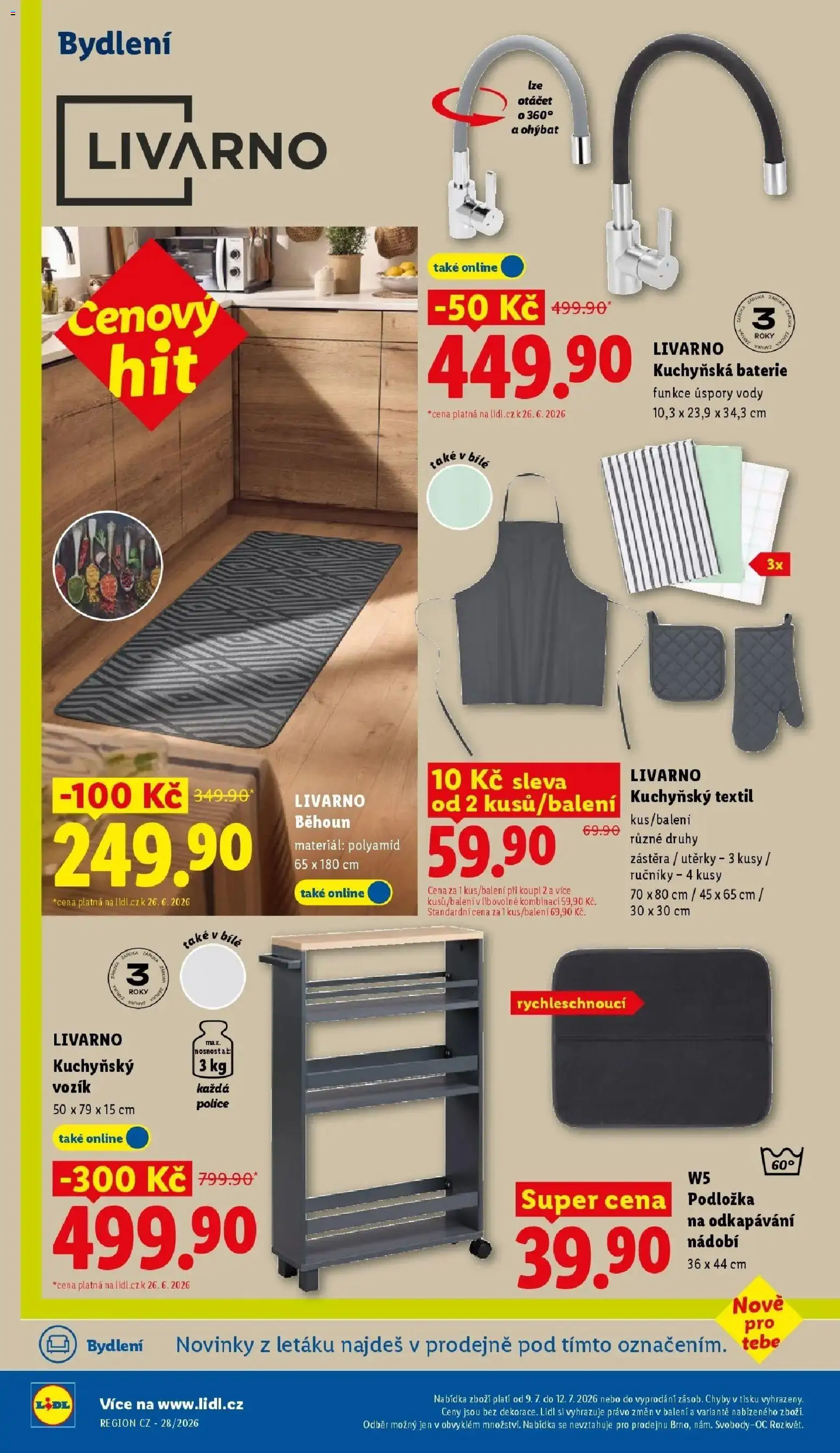 Lidl aktuální leták od 09.07.2026 | Strana: 42 | Produkty: Zástěra, Ručníky, Baterie, Běhoun