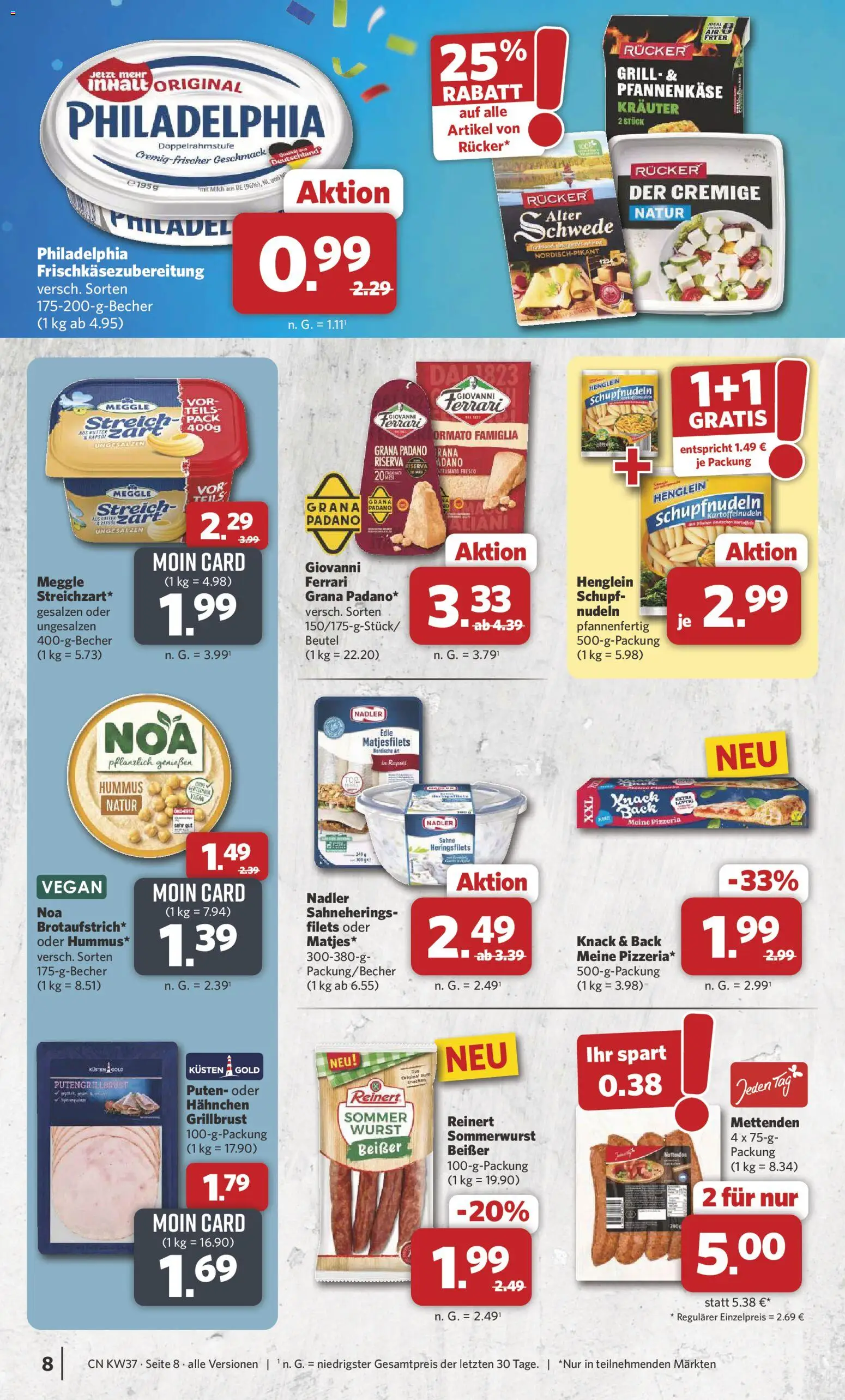 Combi Prospekt – gültig ab 07.09.2026 | Seite: 8 | Produkte: Grana Padano, Grill, Milch, Philadelphia